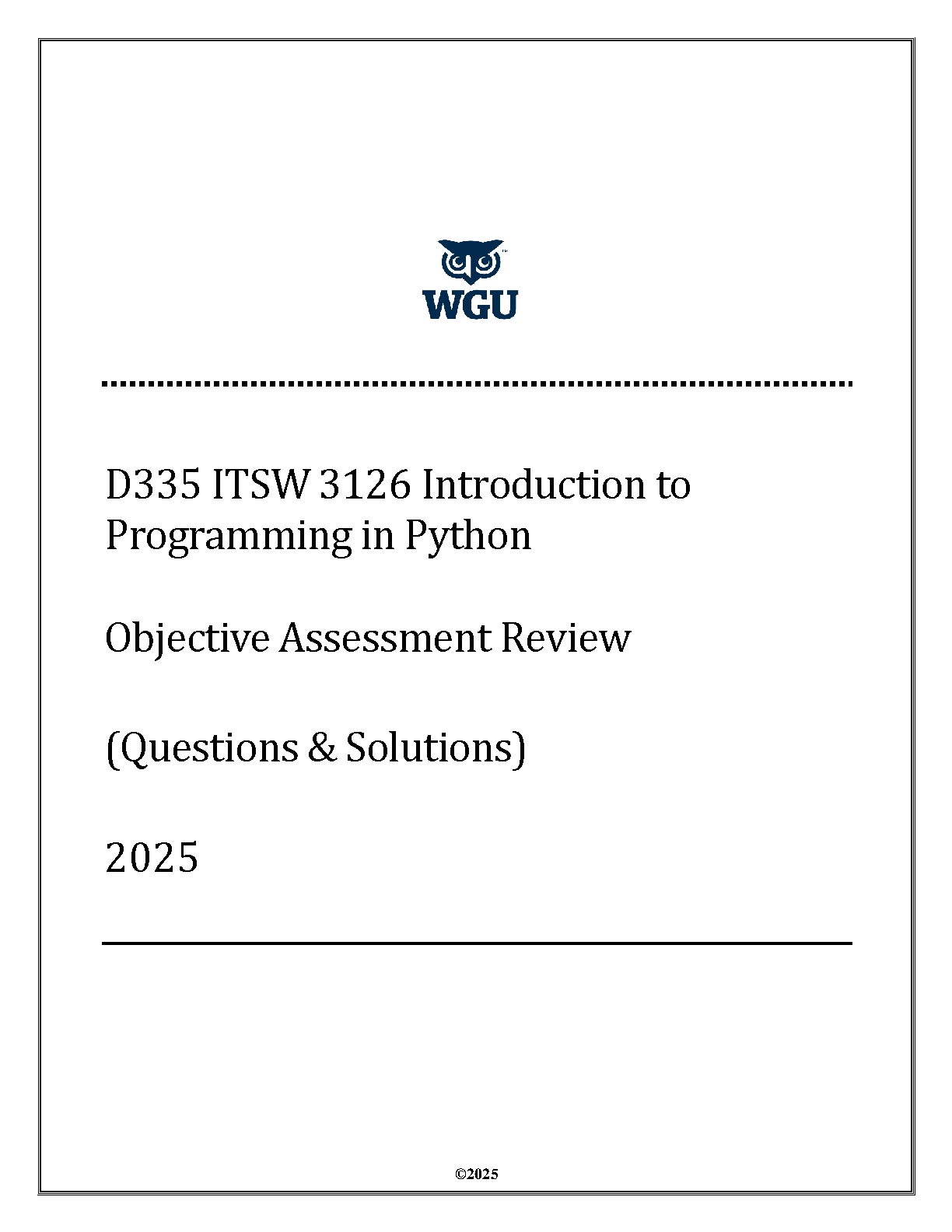 D335 Python Programming Test Bank WGU 2025 IMG-1