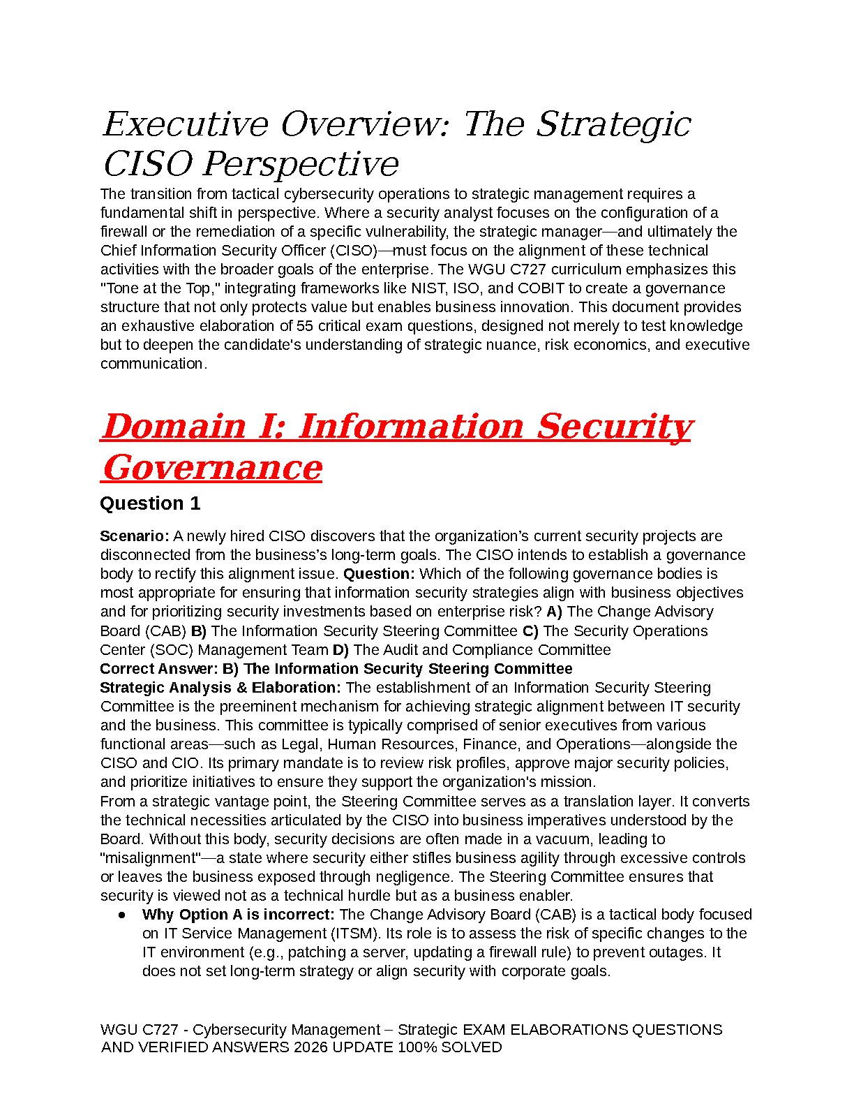 WGU C727 Cybersecurity Strategy Study Guide