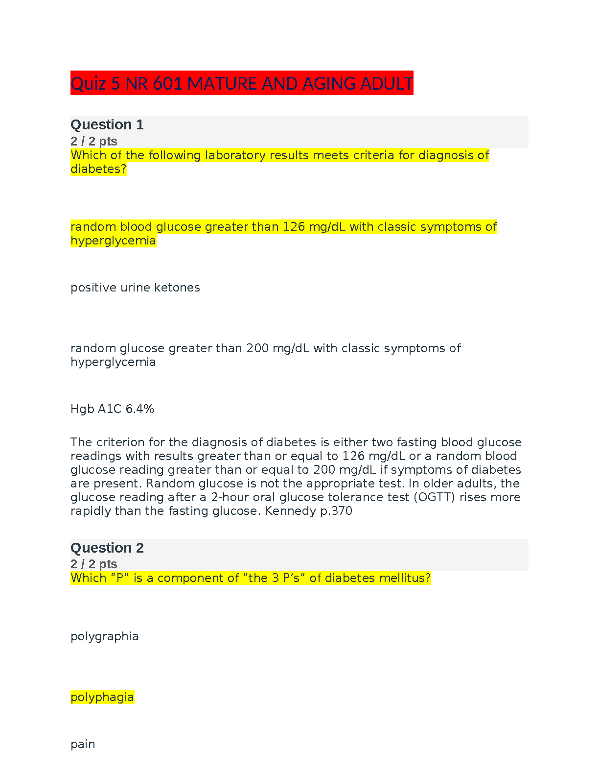 NR 601 Quiz 5 Diabetes Management 2024/2025 Practice Test IMG-1