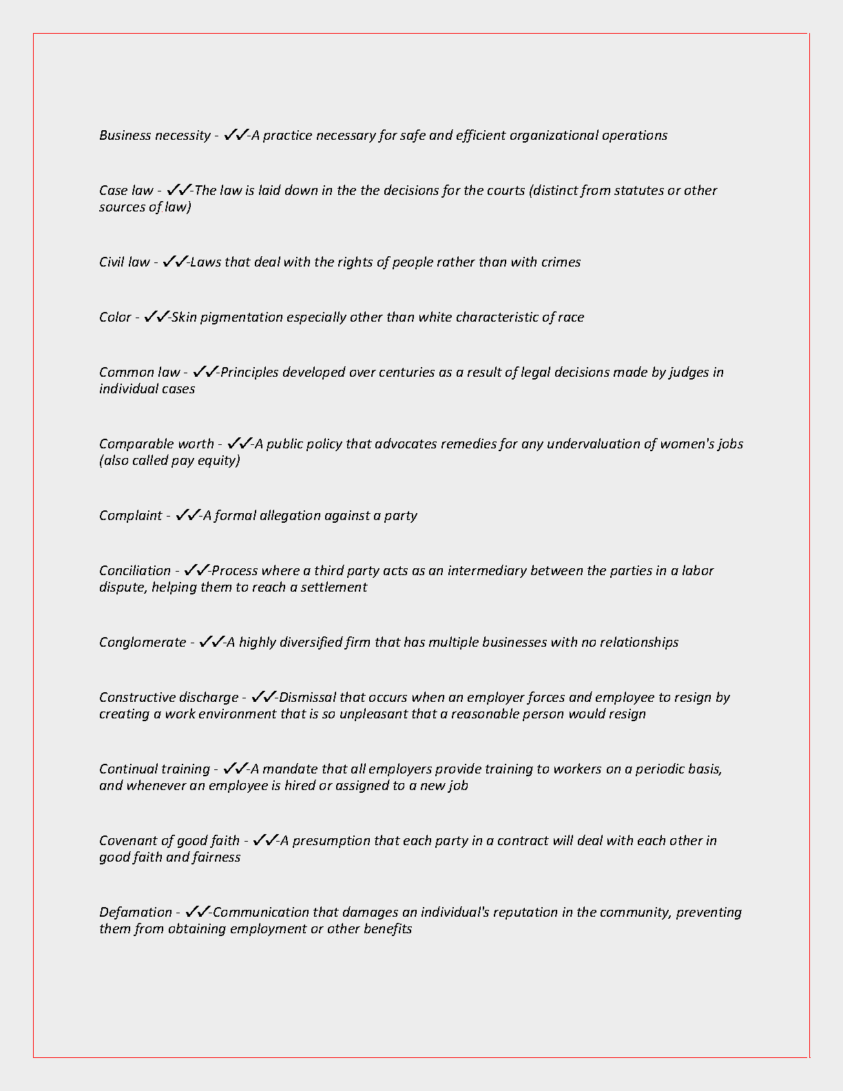 WGU C233 Employment Law Vocab Guide 2024-2025