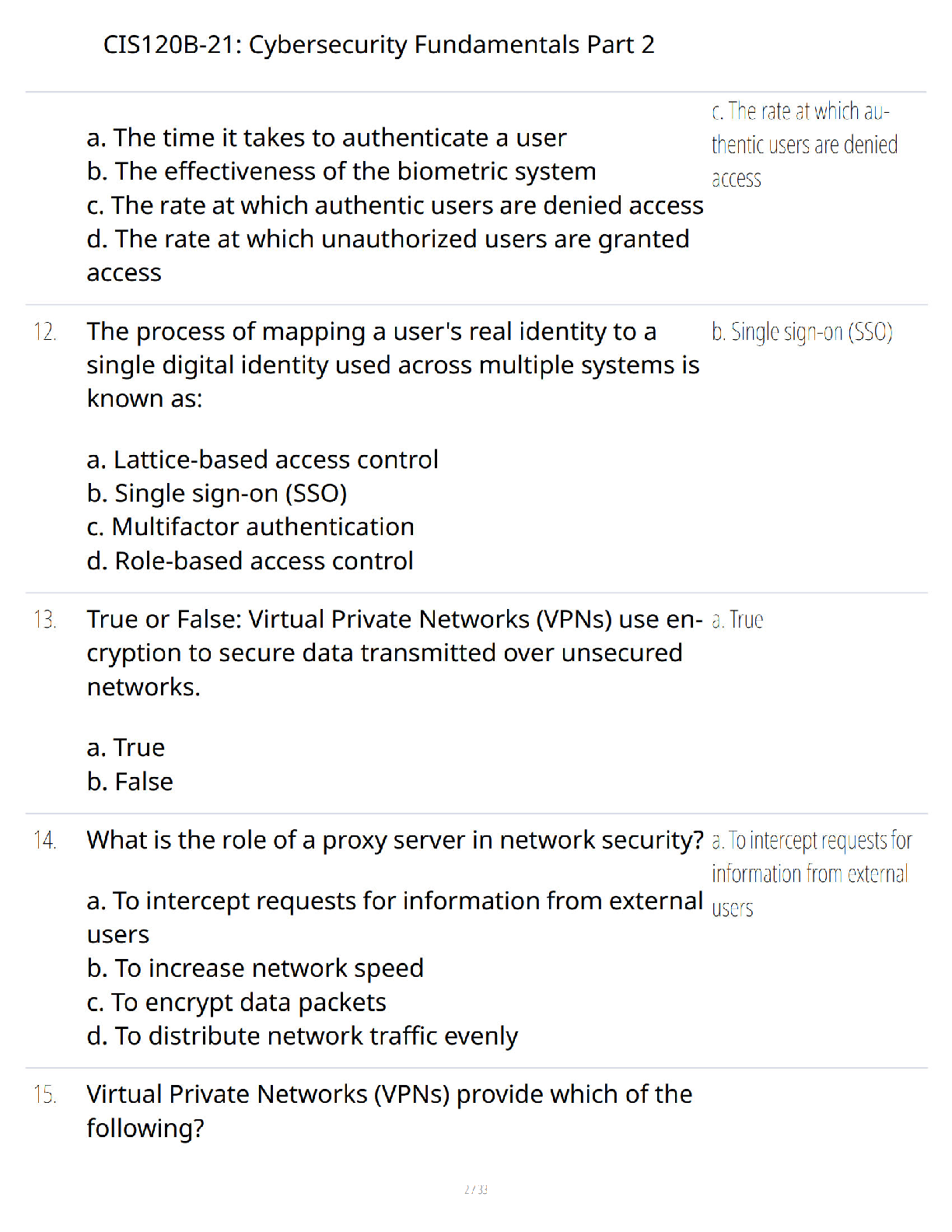 CIS120B Cybersecurity Exam Guide 2026 Answers