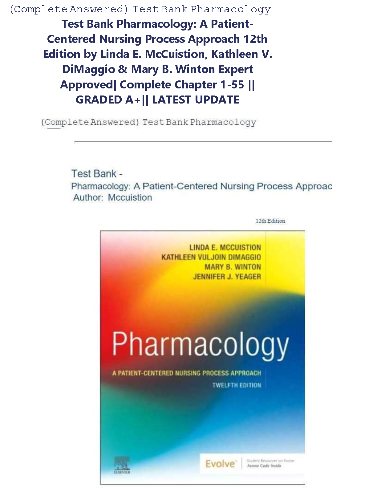 Pharmacology Nursing Test Bank Ch 1-55 12th Ed 2026/27 IMG-1