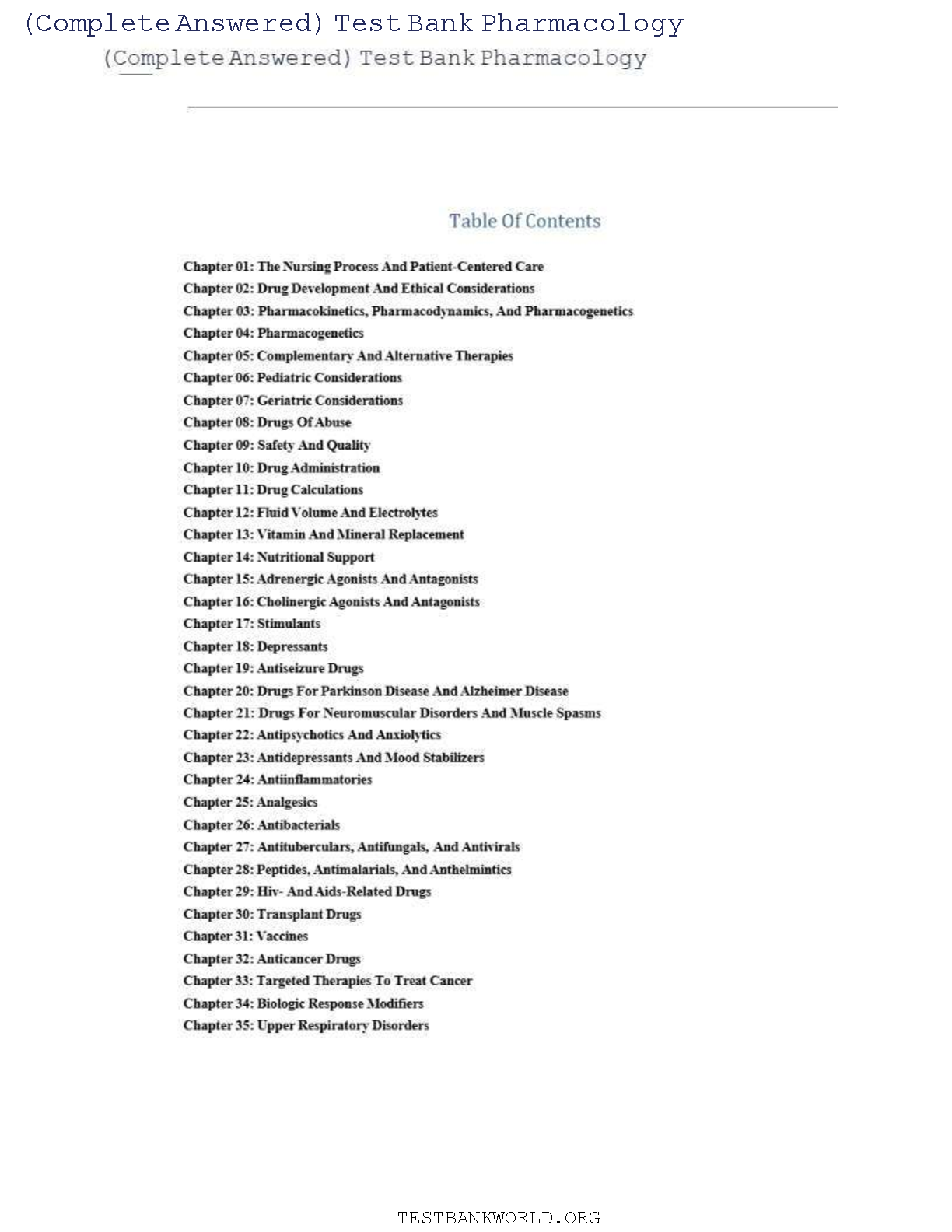 Pharmacology Nursing Test Bank Ch 1-55 12th Ed 2026/27 IMG-3