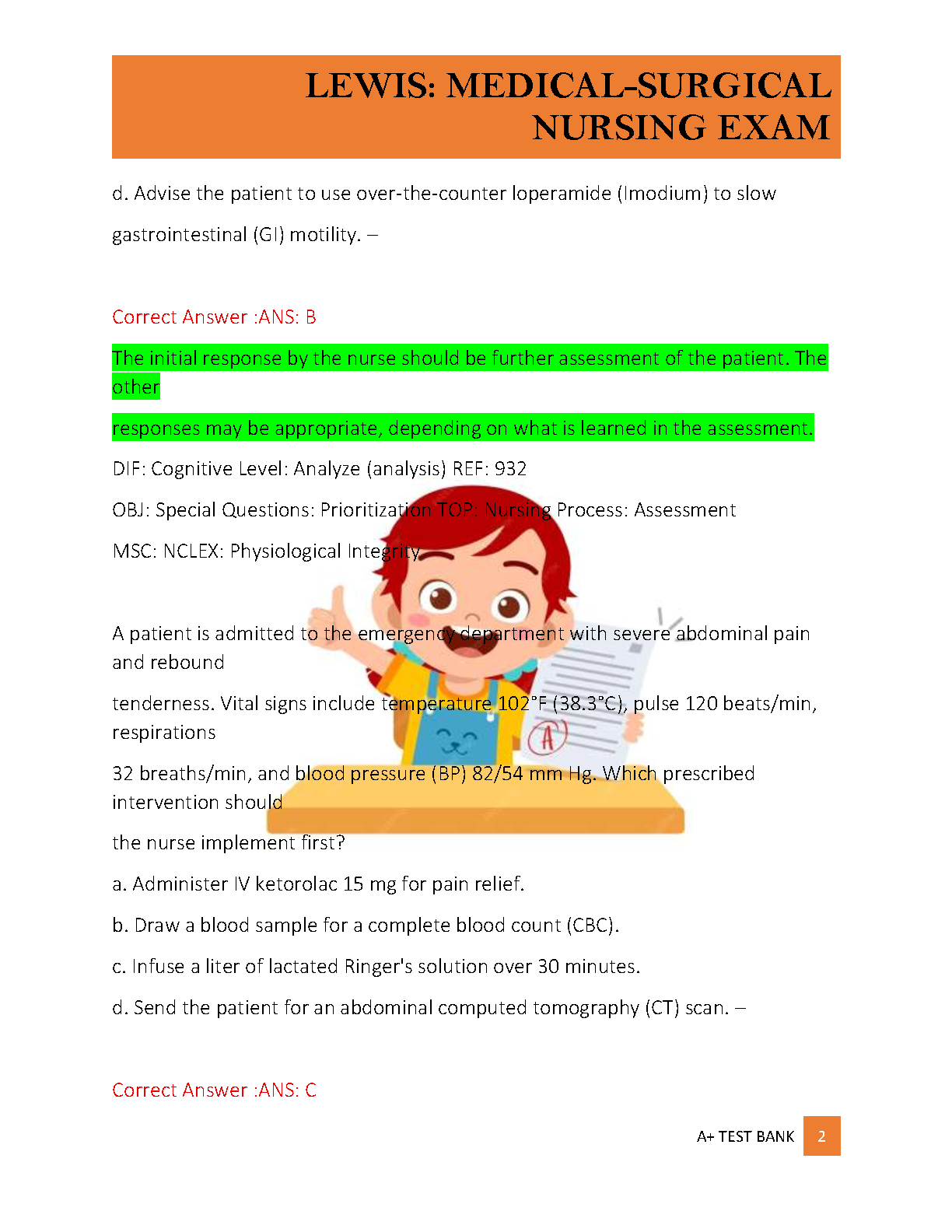 Lewis Med Surg Nursing 12e Test Bank 2026/27 Verified