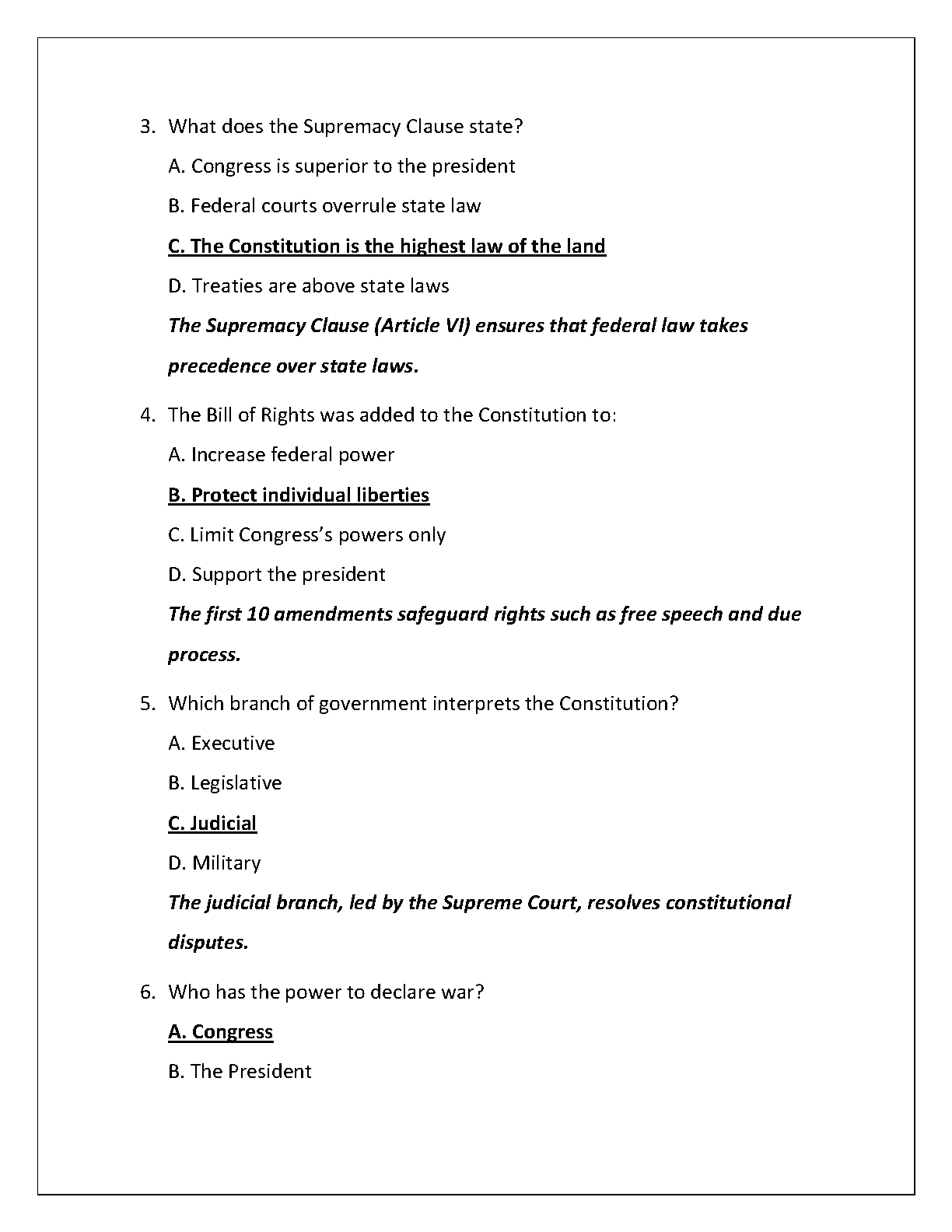 WGU C181 Survey US Const Govt Practice Exam 2025 Q&A Guide