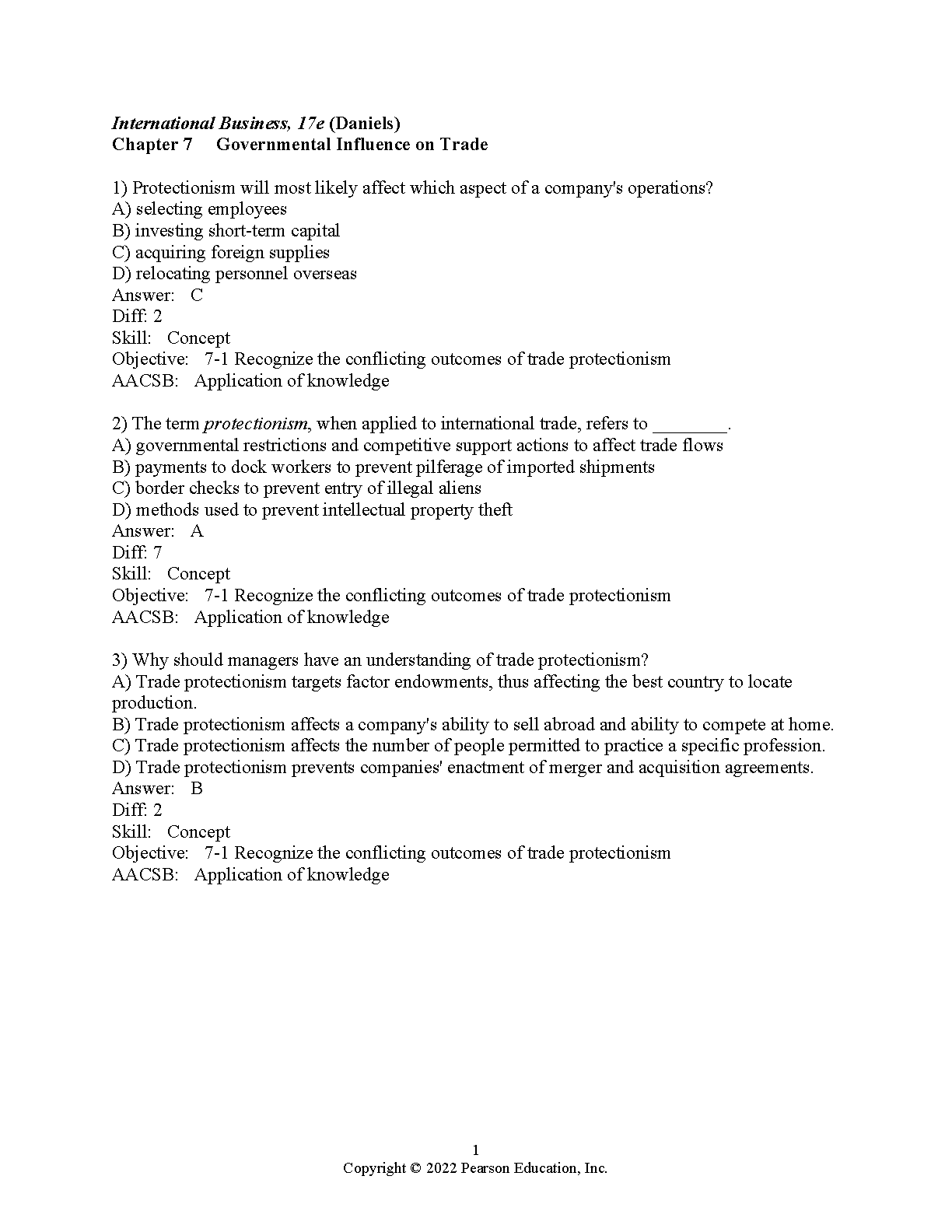 International Business 17th Edition Test Bank