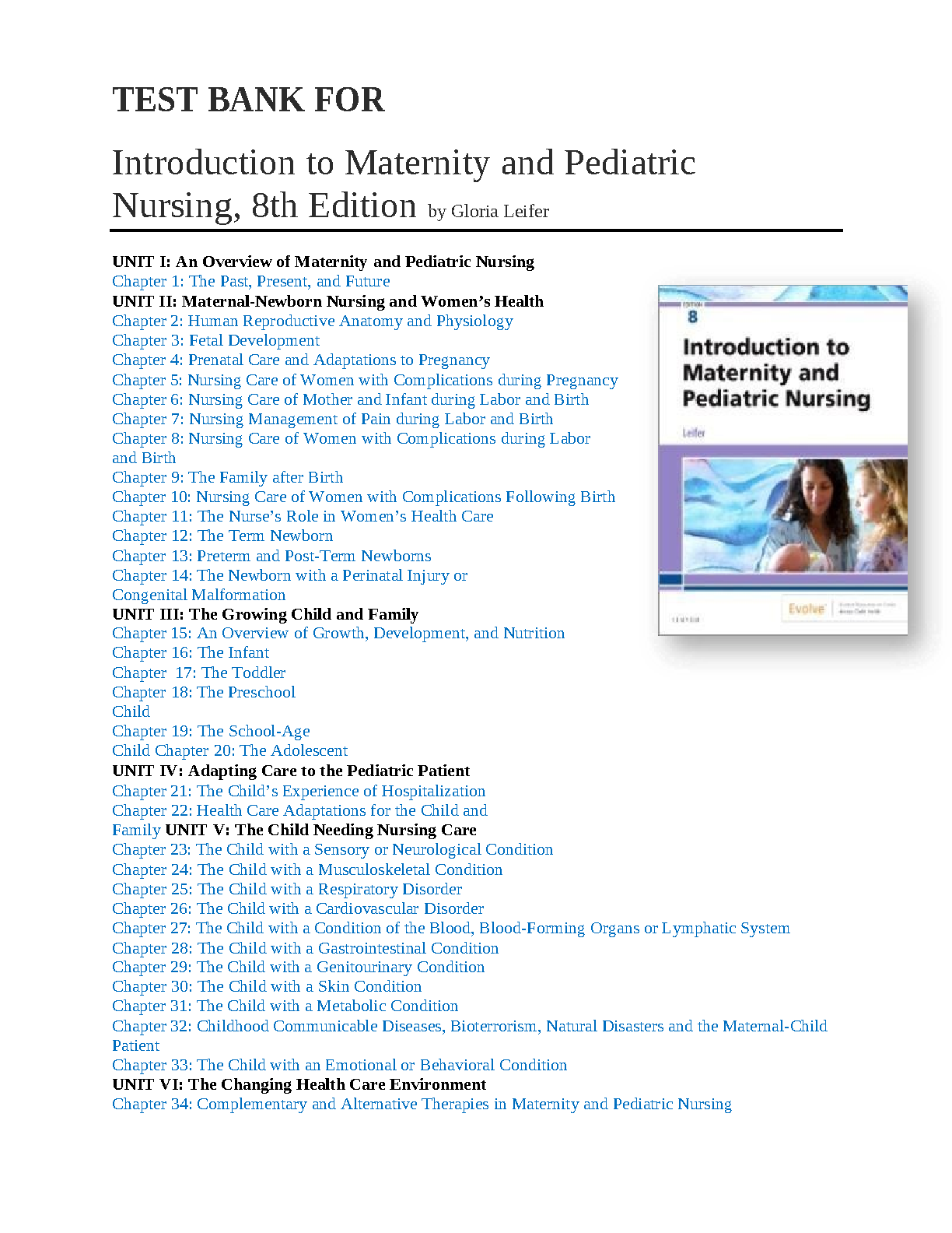 Maternity & Pediatrics Test Bank 2026/27