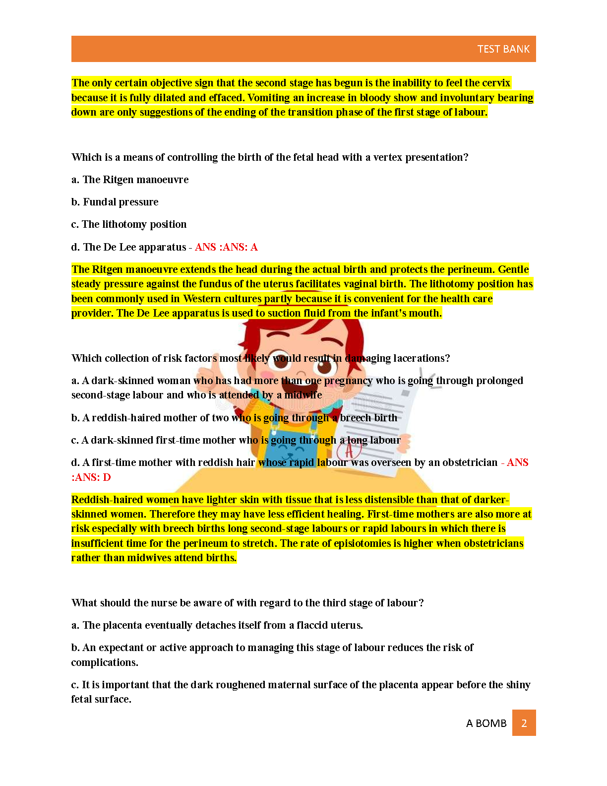 Safe Maternity & Paediatric Nursing Test Bank 2026/27 Ch 1-38