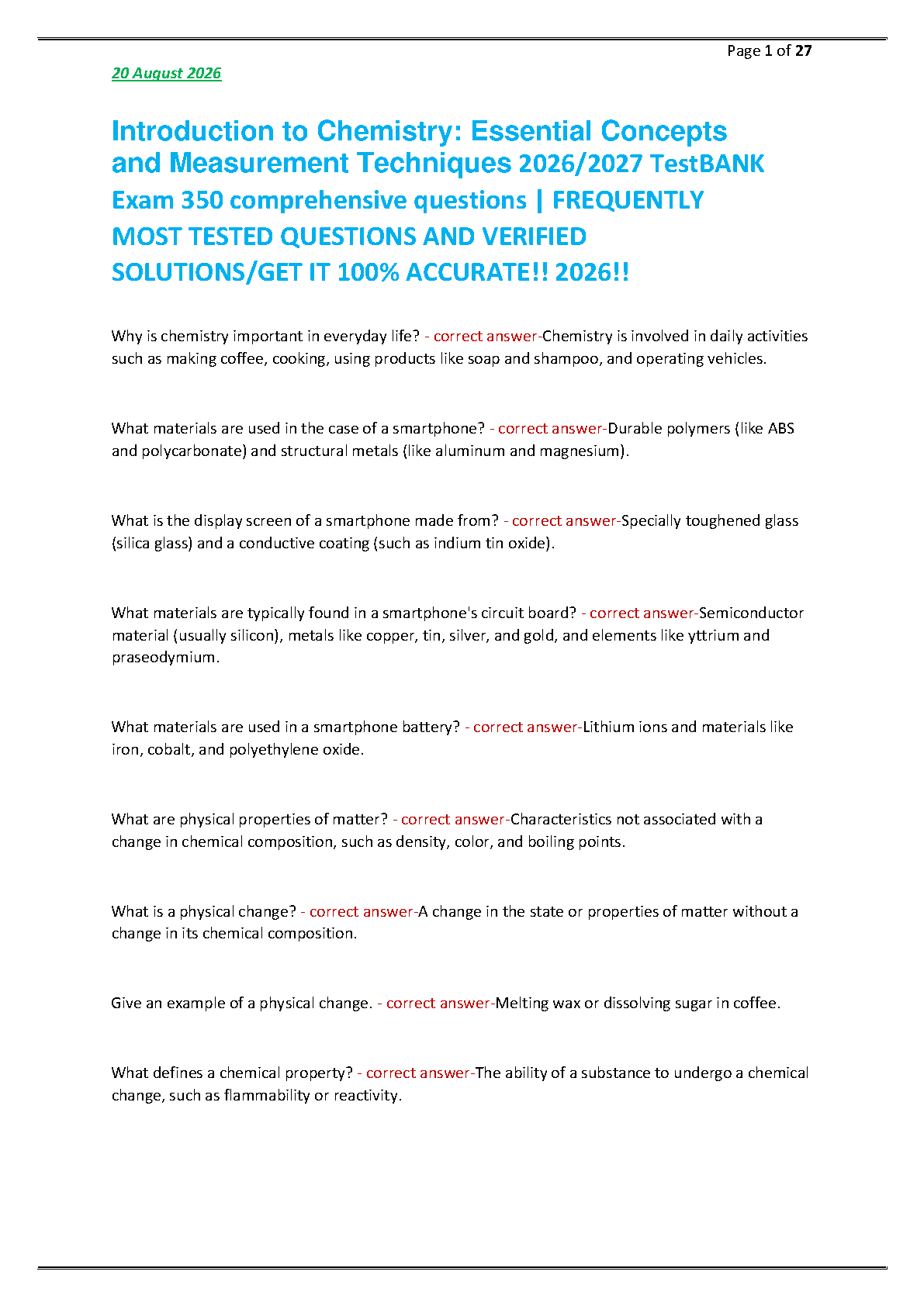 Intro to Chemistry Essentials and Measurement Test Bank 2026-27 IMG-1