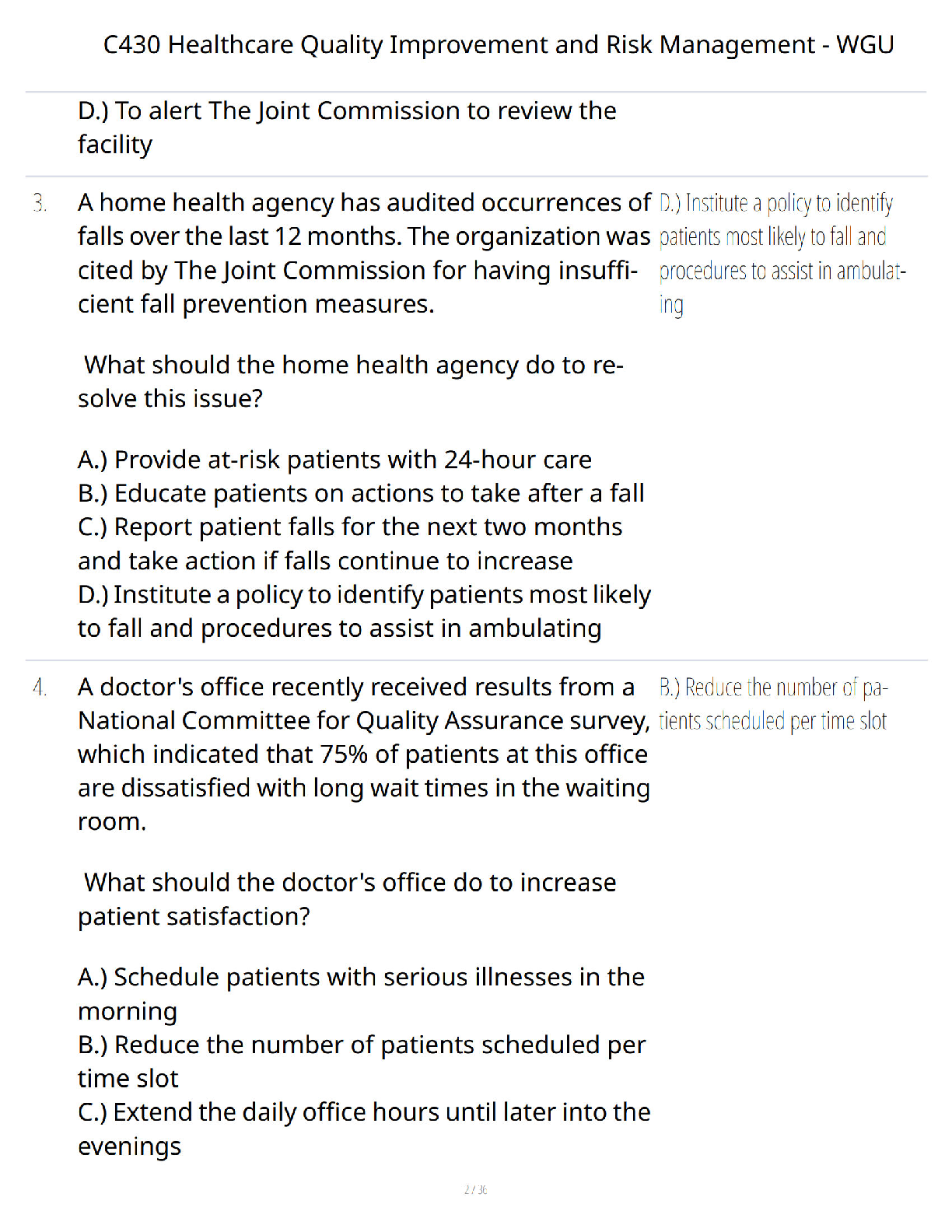 WGU C430 Test Bank: Healthcare Quality & Risk Mgmt 2025-26 Q&A
