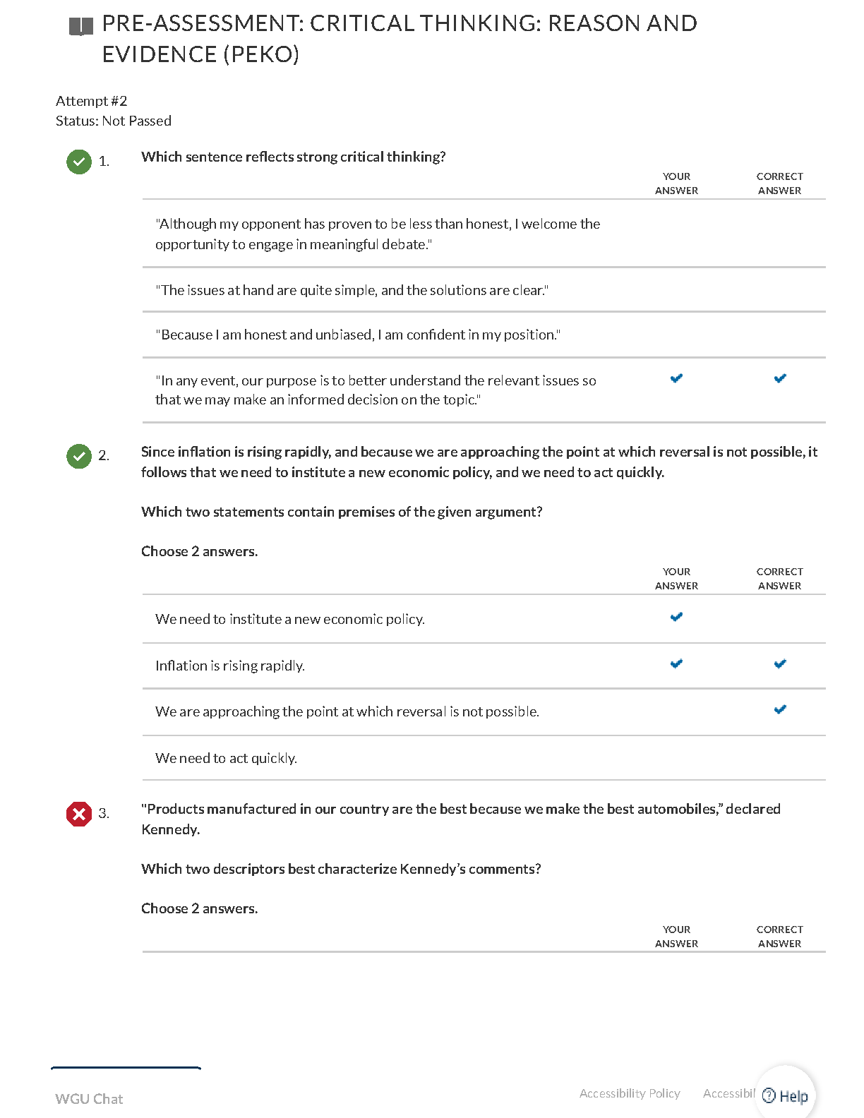 WGU Critical Thinking Pre-Assessment Practice Questions