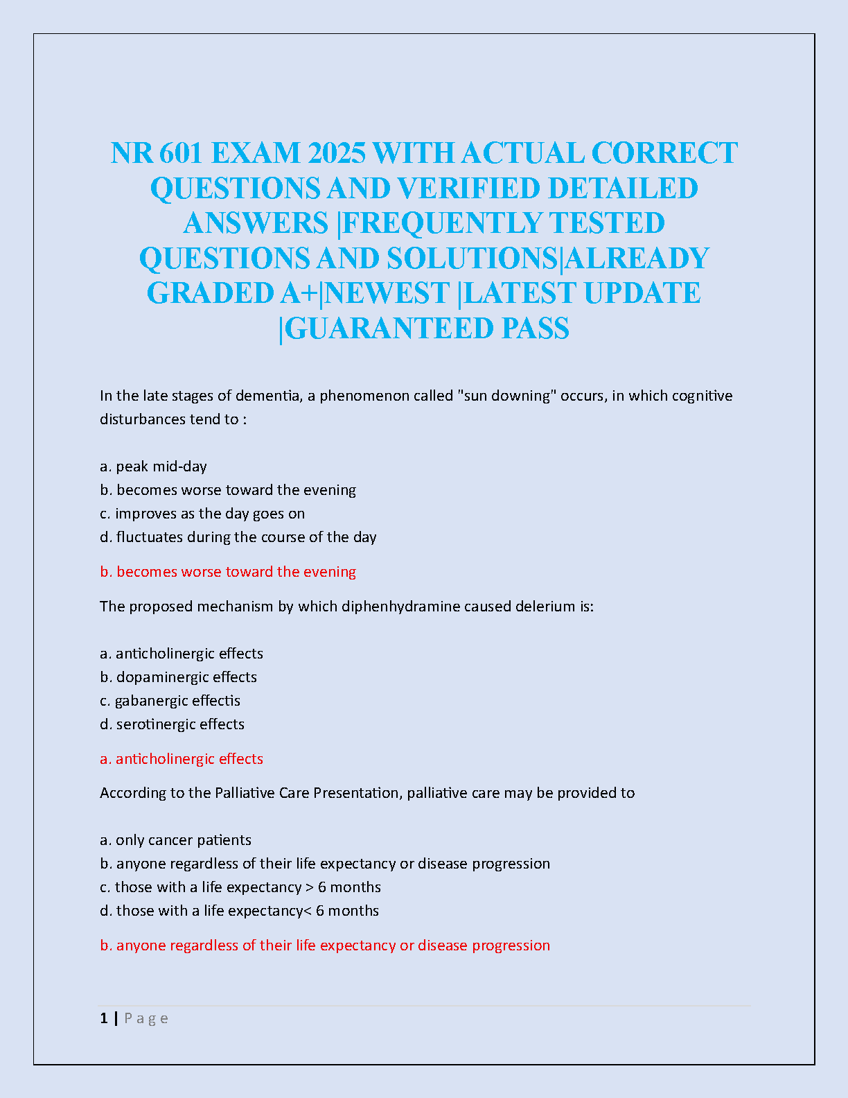 NR 601 Exam 2025 Test Bank with Verified Answers and Study Notes IMG-1