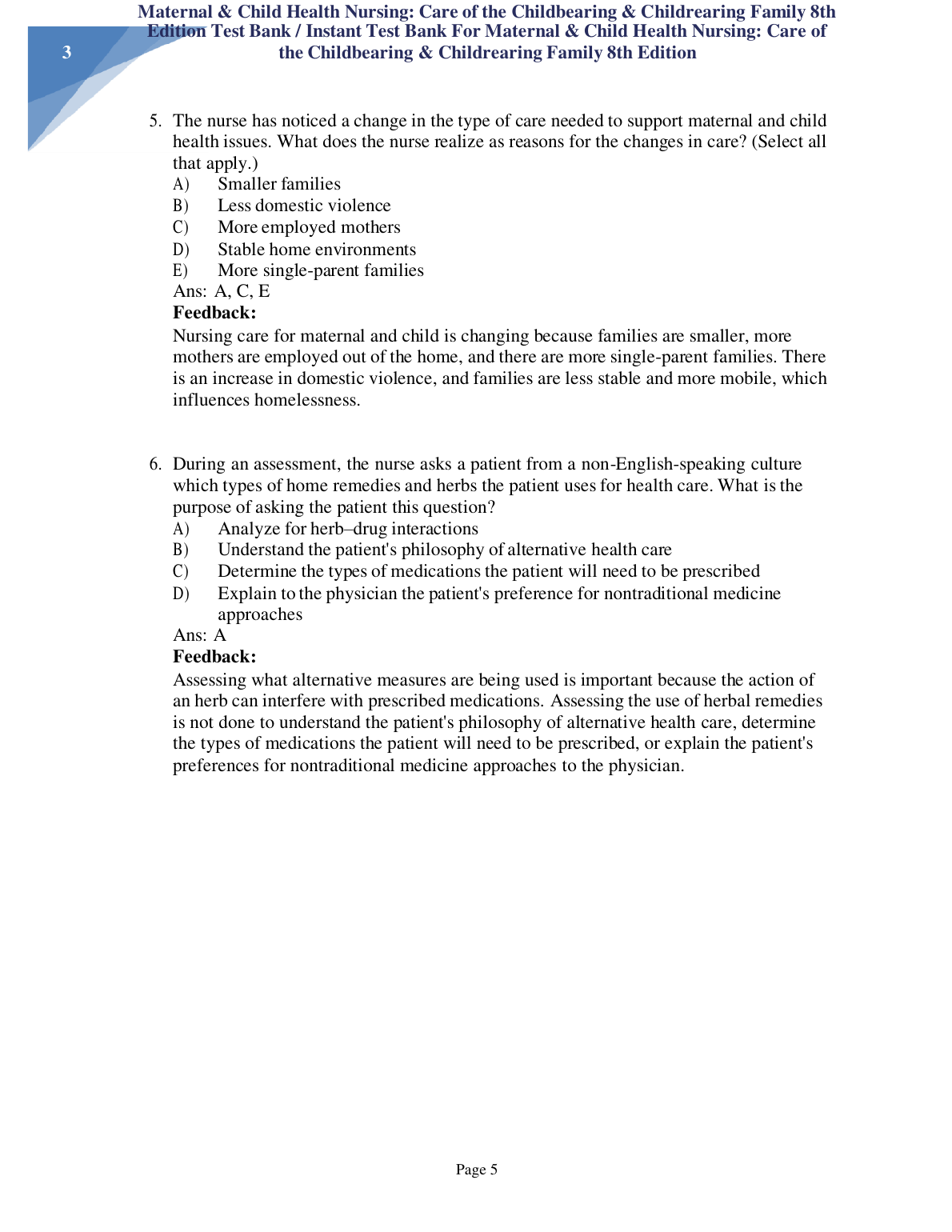 Maternal & Child Health Test Bank 2026/27