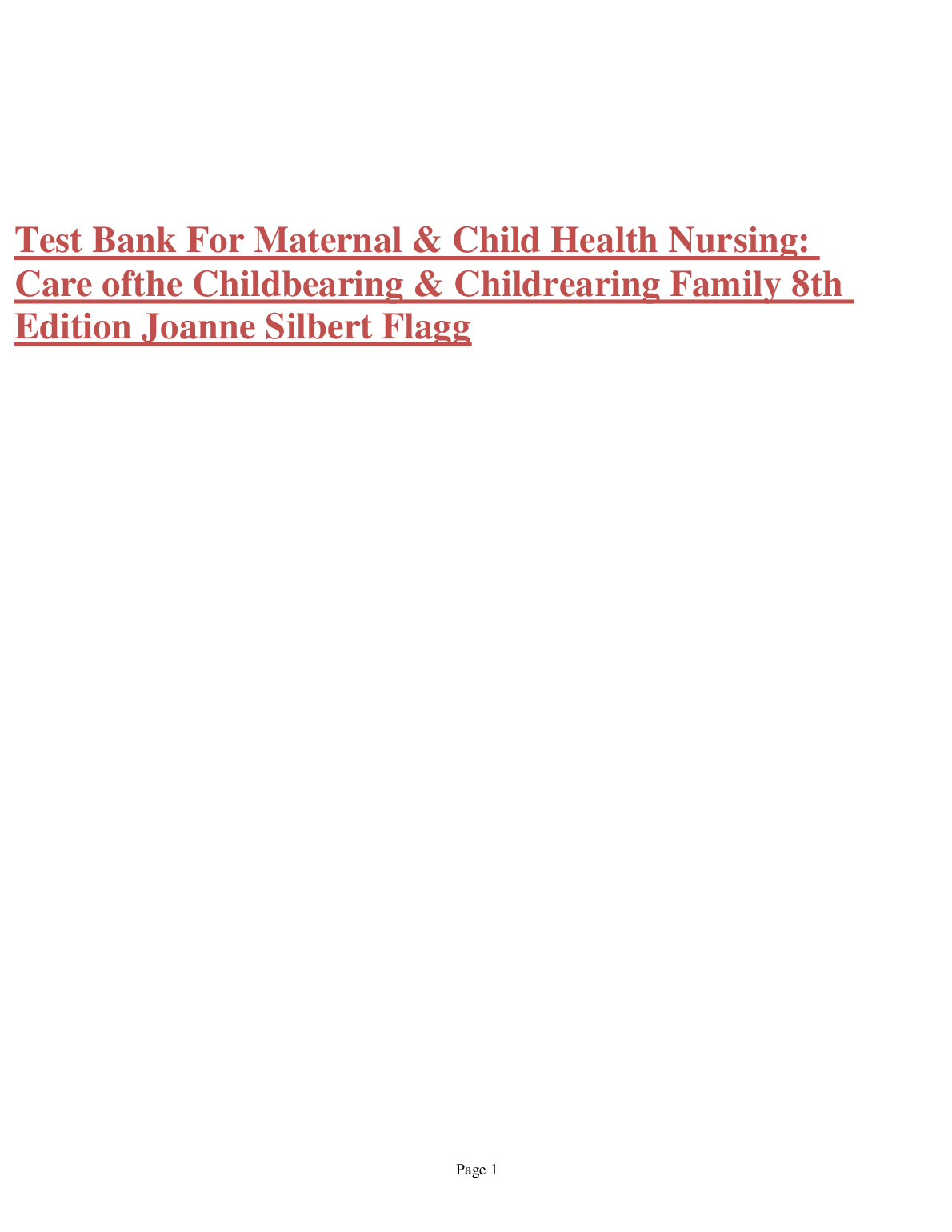 Maternal & Child Health Test Bank 2026/27