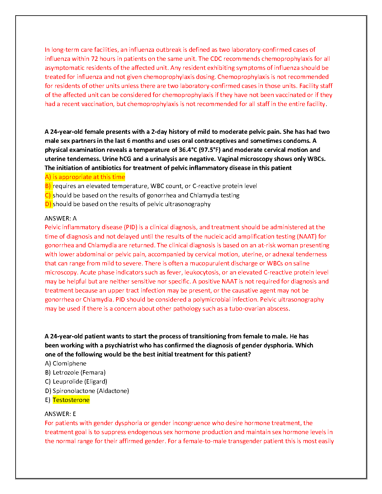 ABFM ITE 2026 Question Bank Versions A and B
