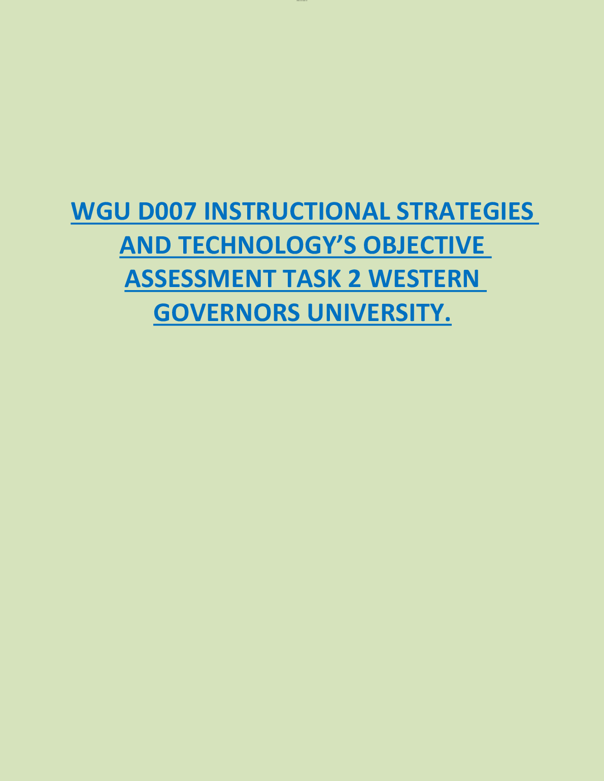 WGU D007 Obj Assay Task 2 Strategy Study Guide 2024/25