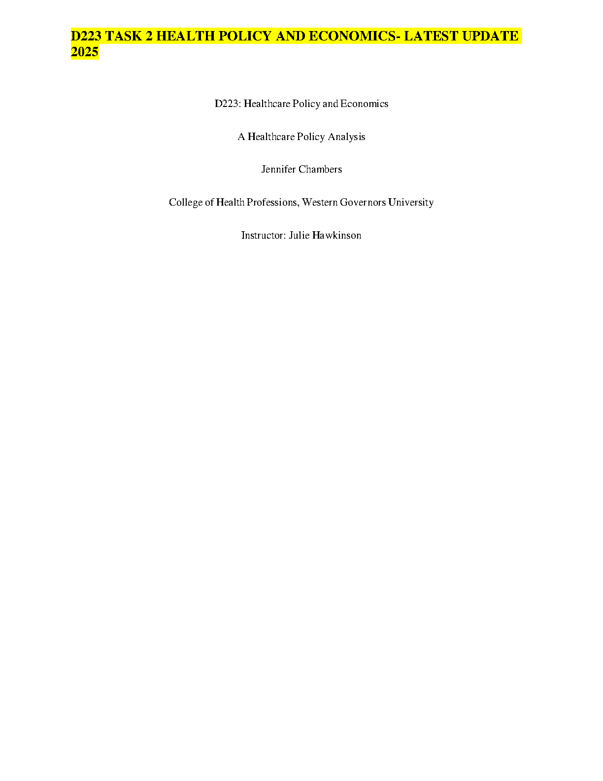 WGU D223 Health Policy Task 2 Exam Guide 2025/2026 IMG-1
