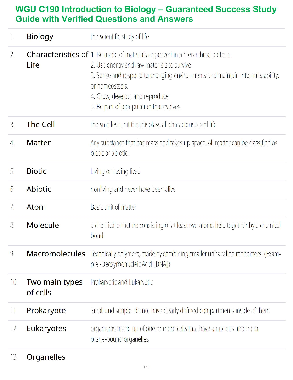 WGU C190 Biology Study Guide 2025 Questions & Answers