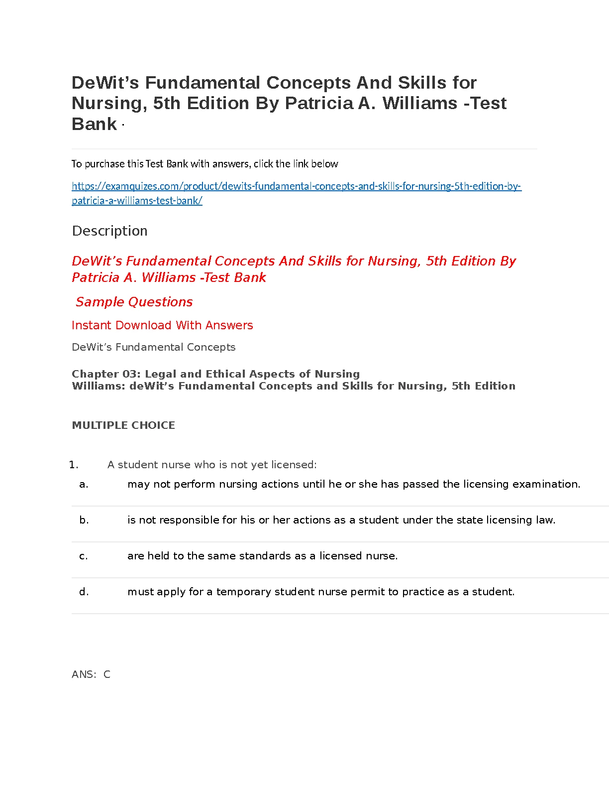 DeWits Nursing Fundamentals 5e Test Bank 2026/27 IMG-1