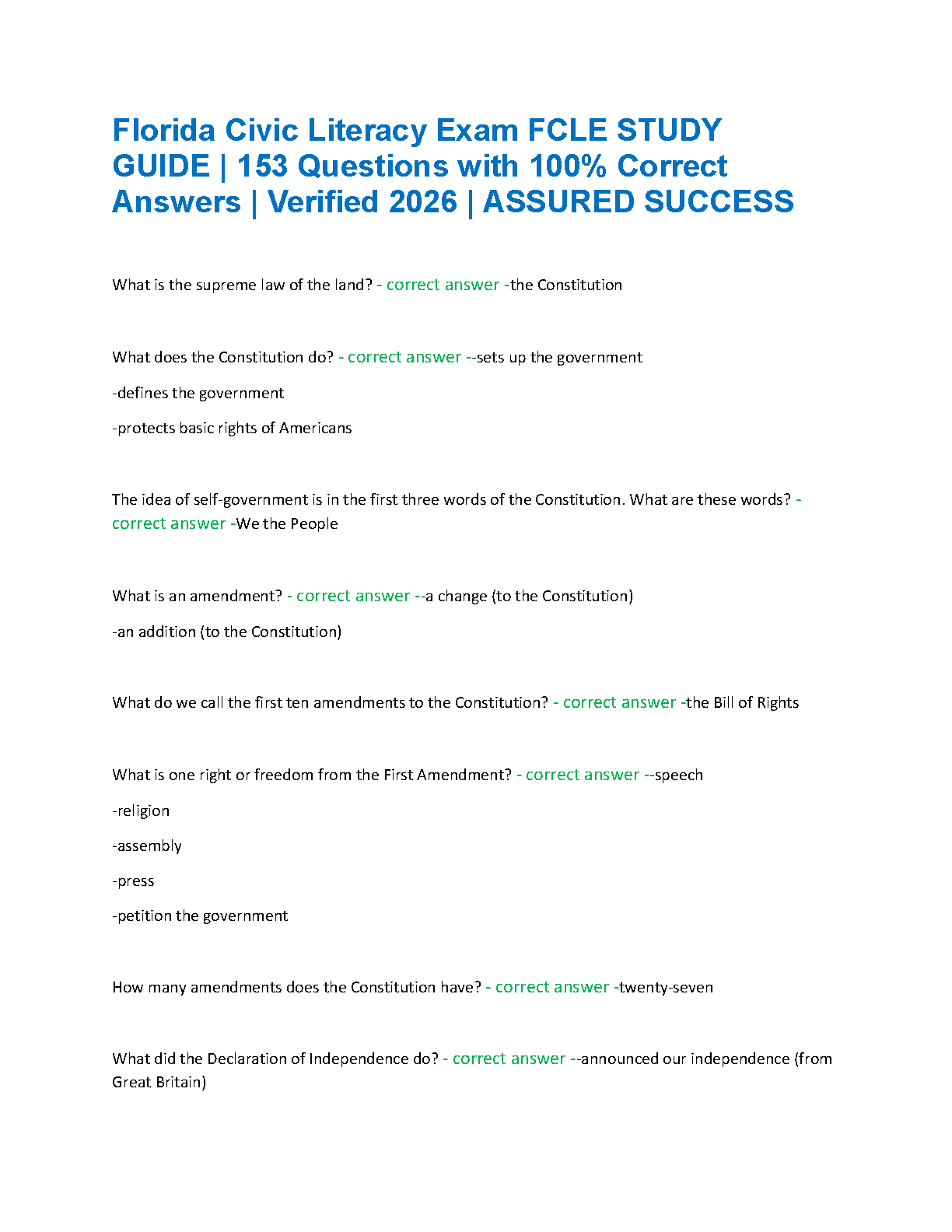 FCLE Study Guide 2026: Florida Civic Exam Prep IMG-1