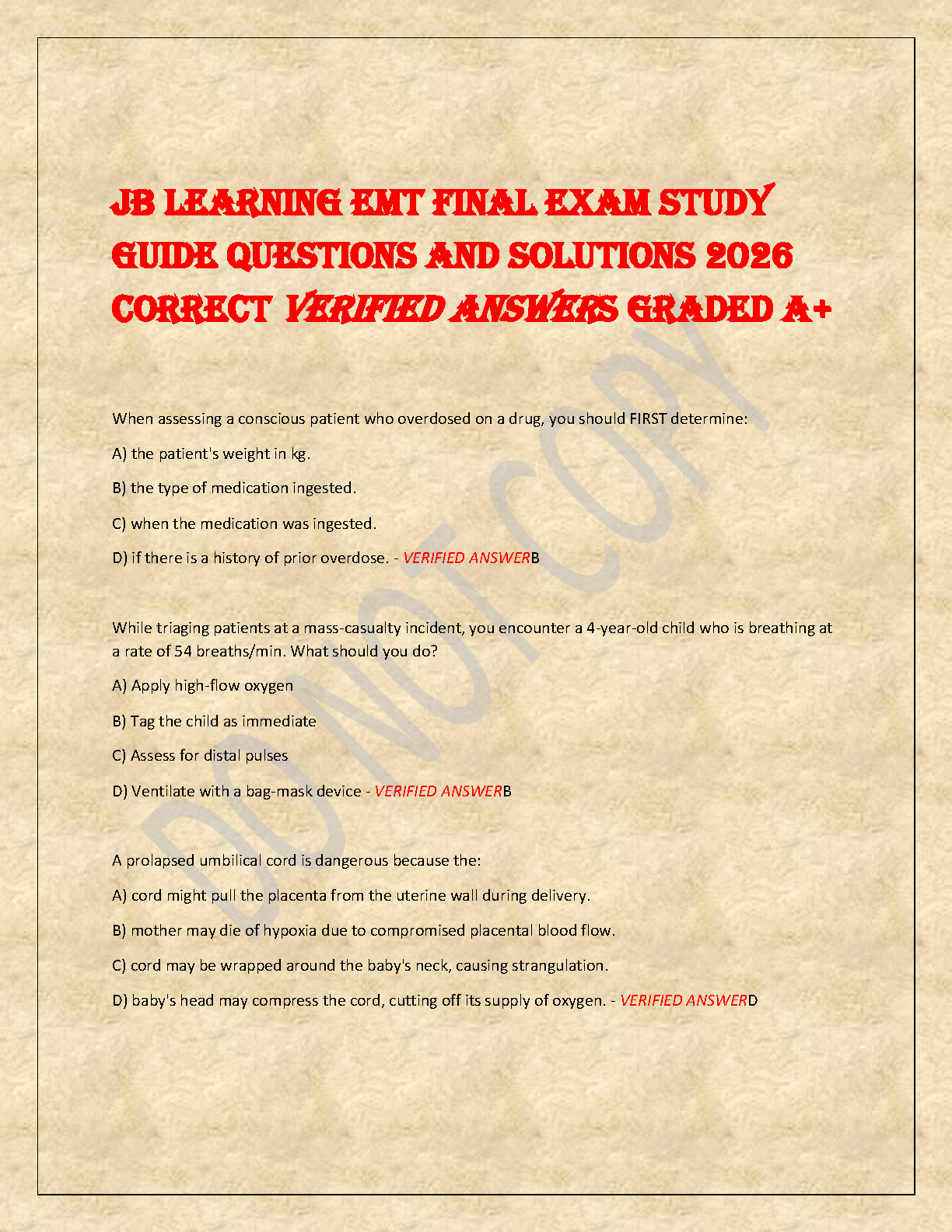 EMT Final Exam Test Bank: Emergency Care 13th Ed Questions 2026/27