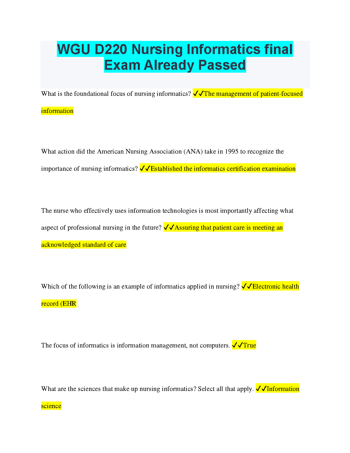 WGU D220 Nursing Informatics Final Exam Study Guide IMG-1