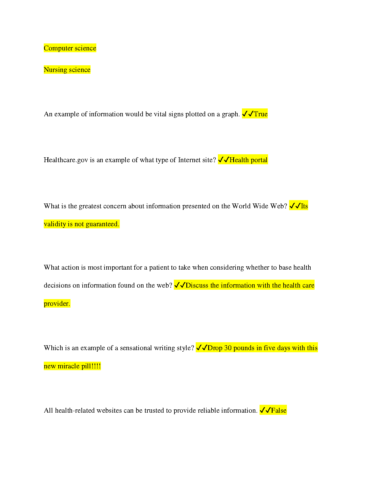 WGU D220 Nursing Informatics Final Exam Study Guide