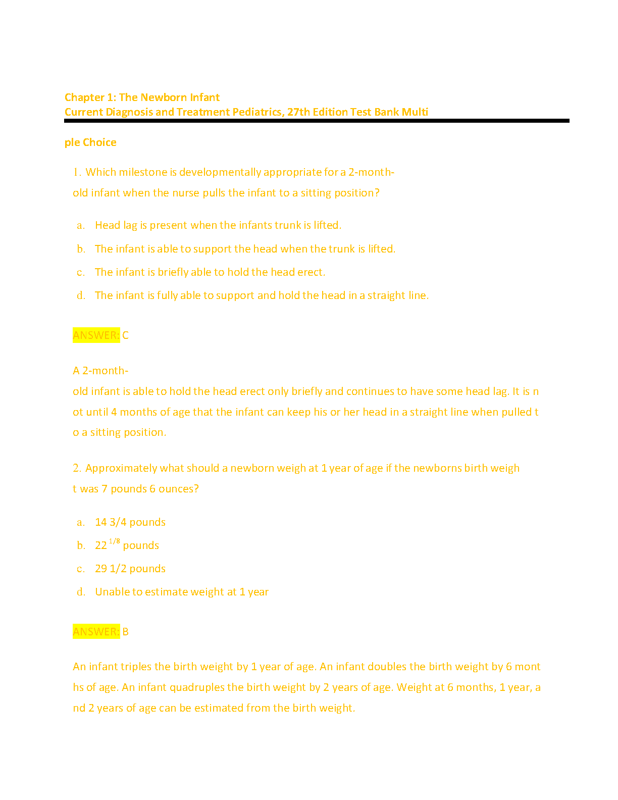 Pediatrics 27e Test Bank | Exam Prep 2026/27 IMG-3