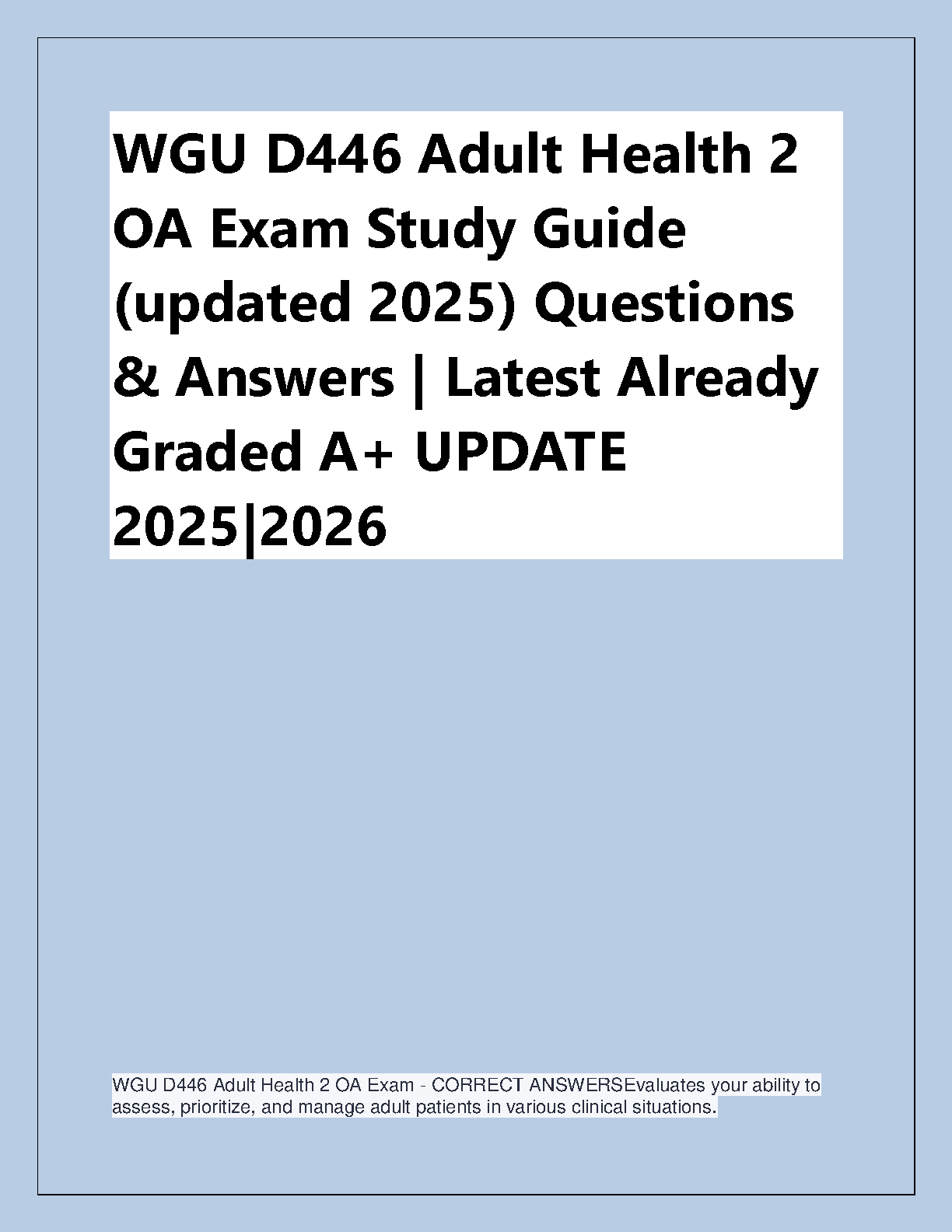 WGU D446 Adult Health 2 OAE Study Guide 2025 IMG-1
