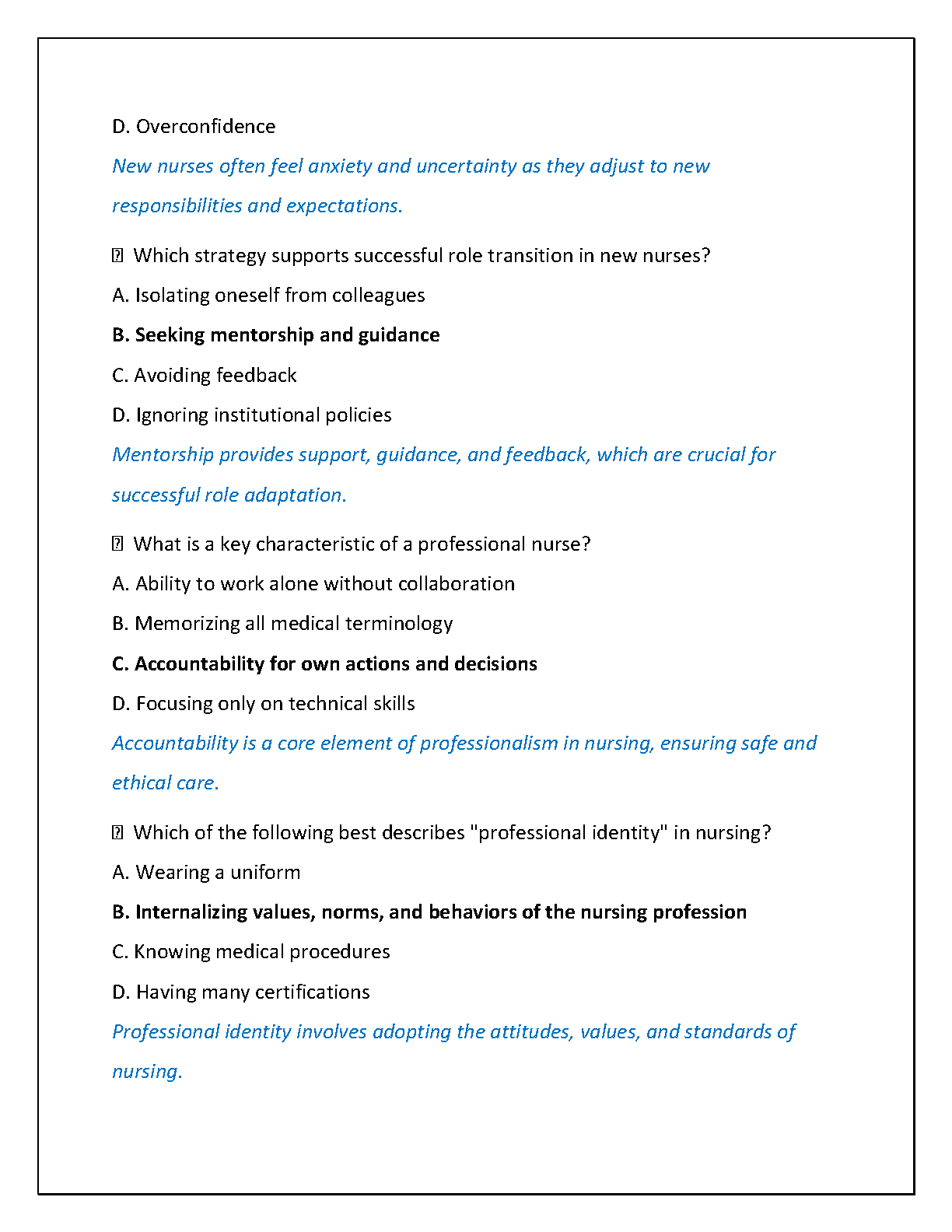 WGU C490 Nursing Role Transition Q&A 2025