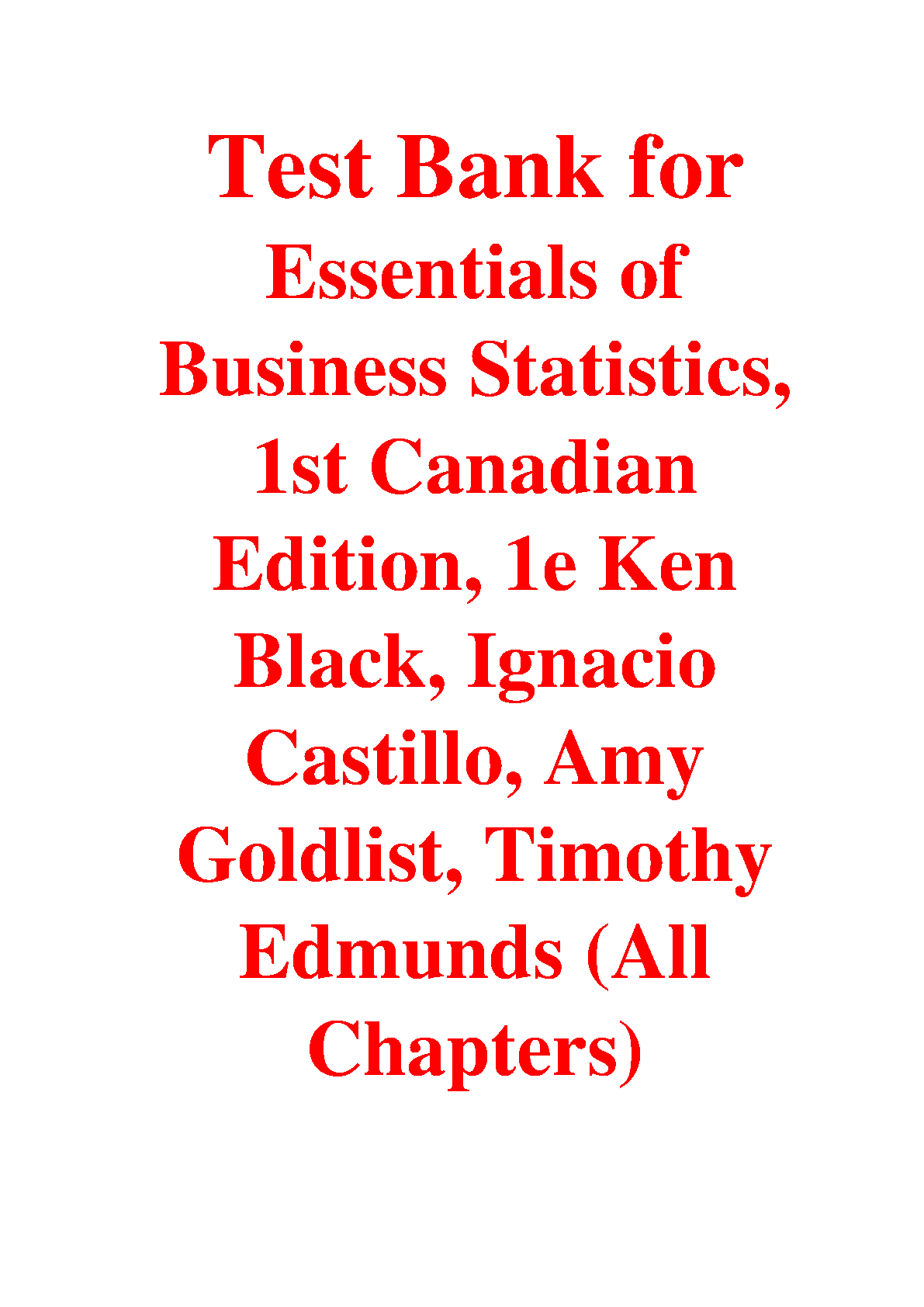 Business Statistics 1st Canadian Edition Test Bank IMG-1