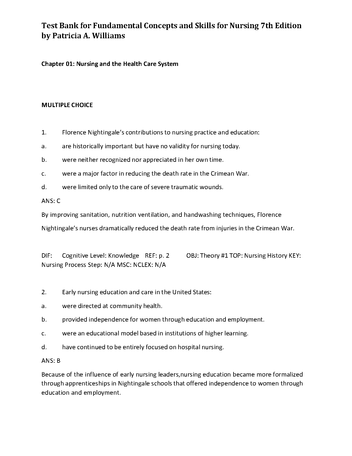 Nursing Fundamentals Test Bank 7th Ed | 2026/27 Prep