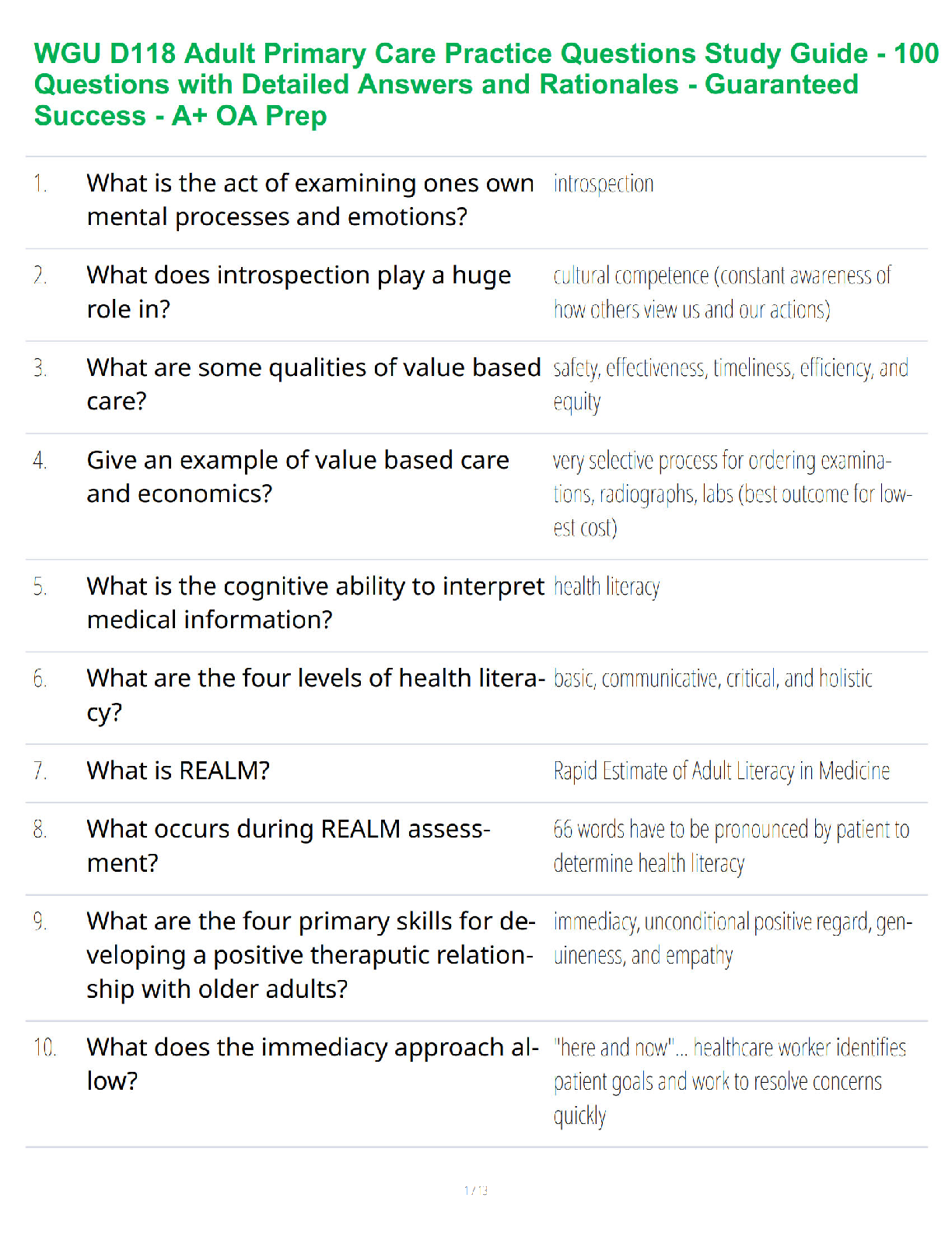 WGU D118 Adult Primary Care Study Guide 2026-2027