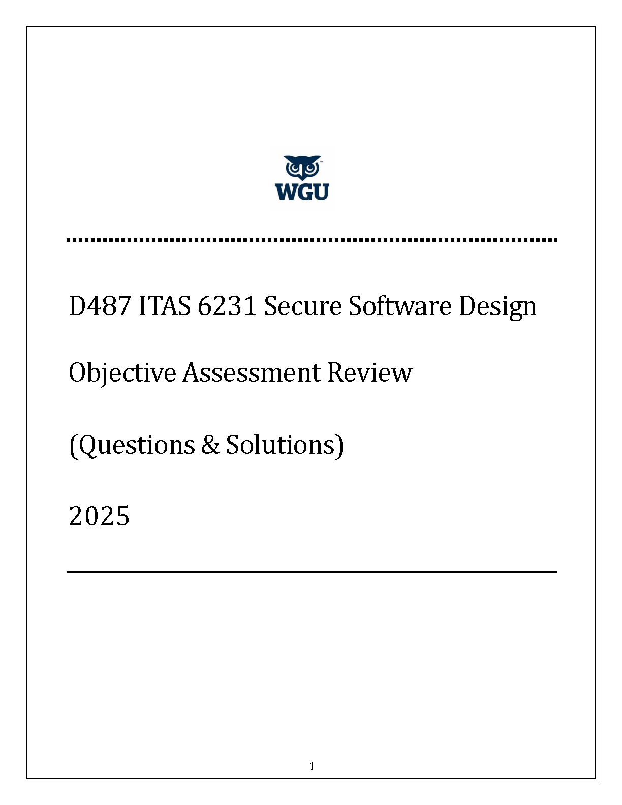 WGU ITAS 6231 Secure Software Design Exam Questions