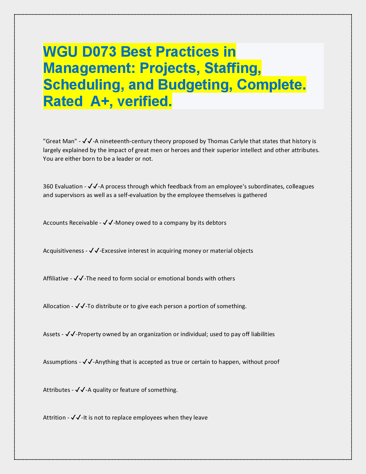 WGU D073 Best Practices in Management Study Guide