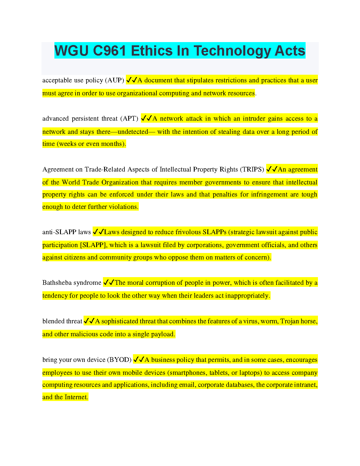 WGU C961 Ethics in Technology Study Guide 2025 IMG-1