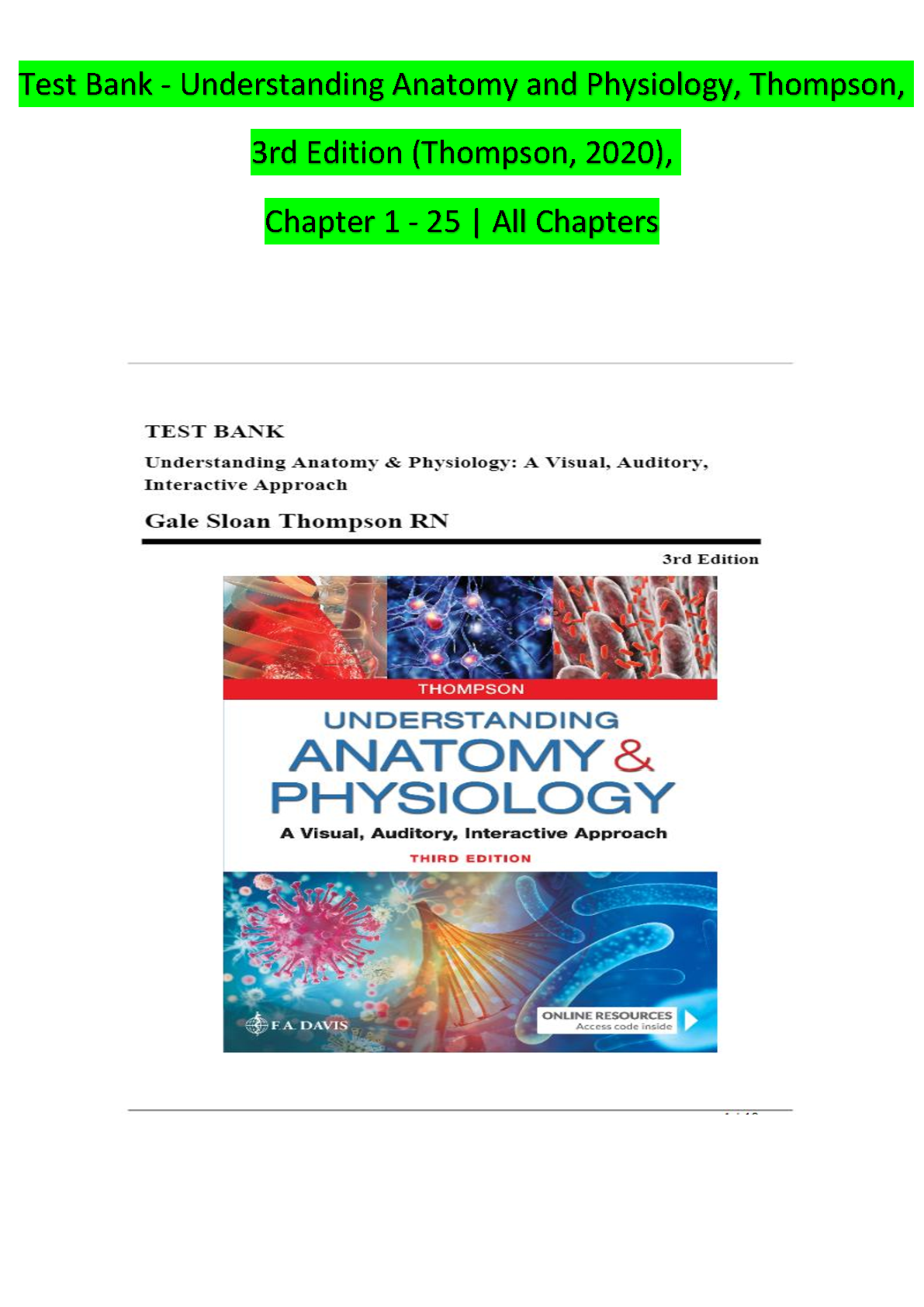 Understanding Anatomy and Physiology, 3rd Edition