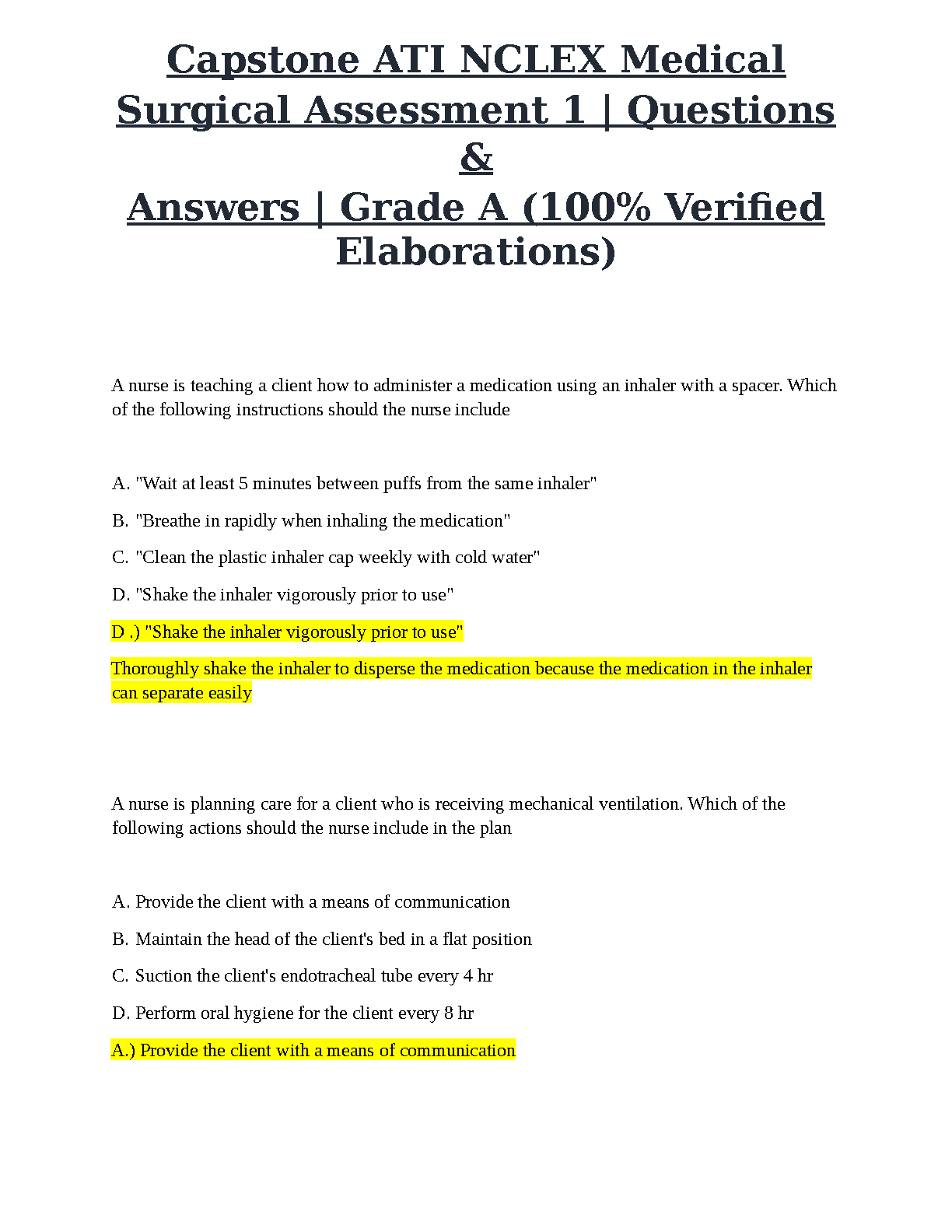 ATI NCLEX Med-Surg Test Bank 2026/27 | Verified Answers & Explanations IMG-1