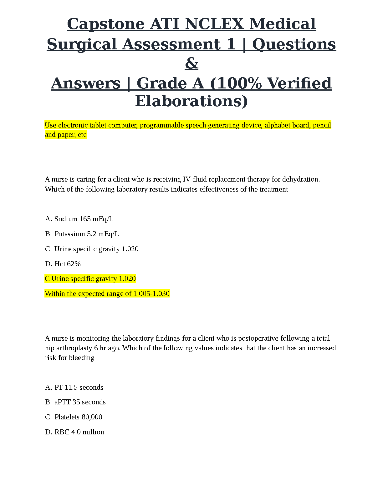 ATI NCLEX Med-Surg Test Bank 2026/27 | Verified Answers & Explanations