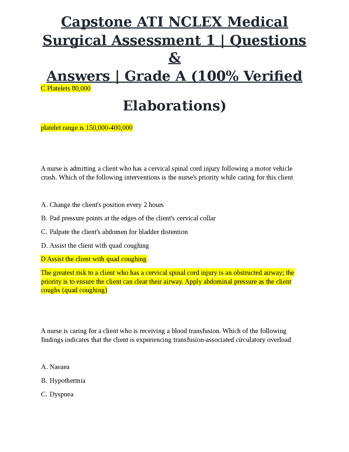 ATI NCLEX Med-Surg Test Bank 2026/27 | Verified Answers & Explanations IMG-3