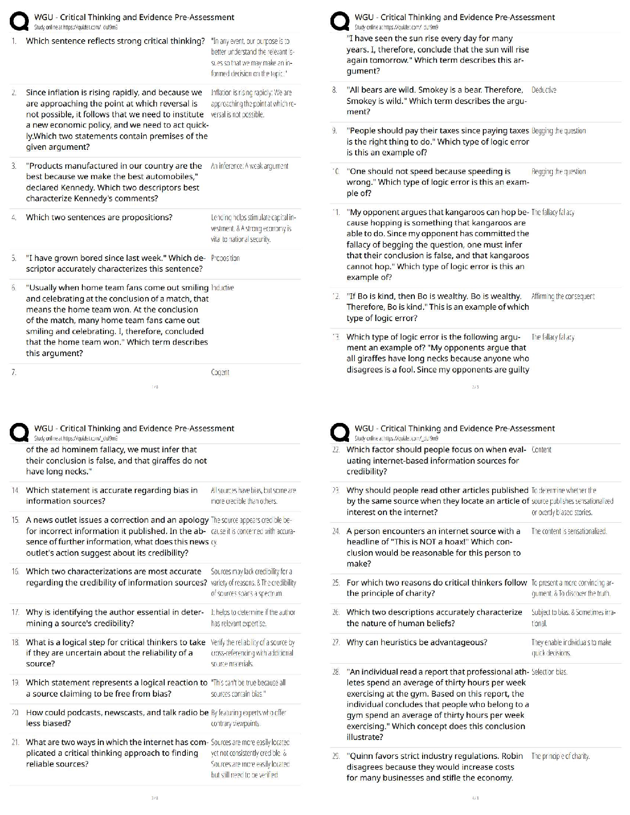 WGU Critical Thinking and Evidence Test Bank Q&A Study Guide IMG-1