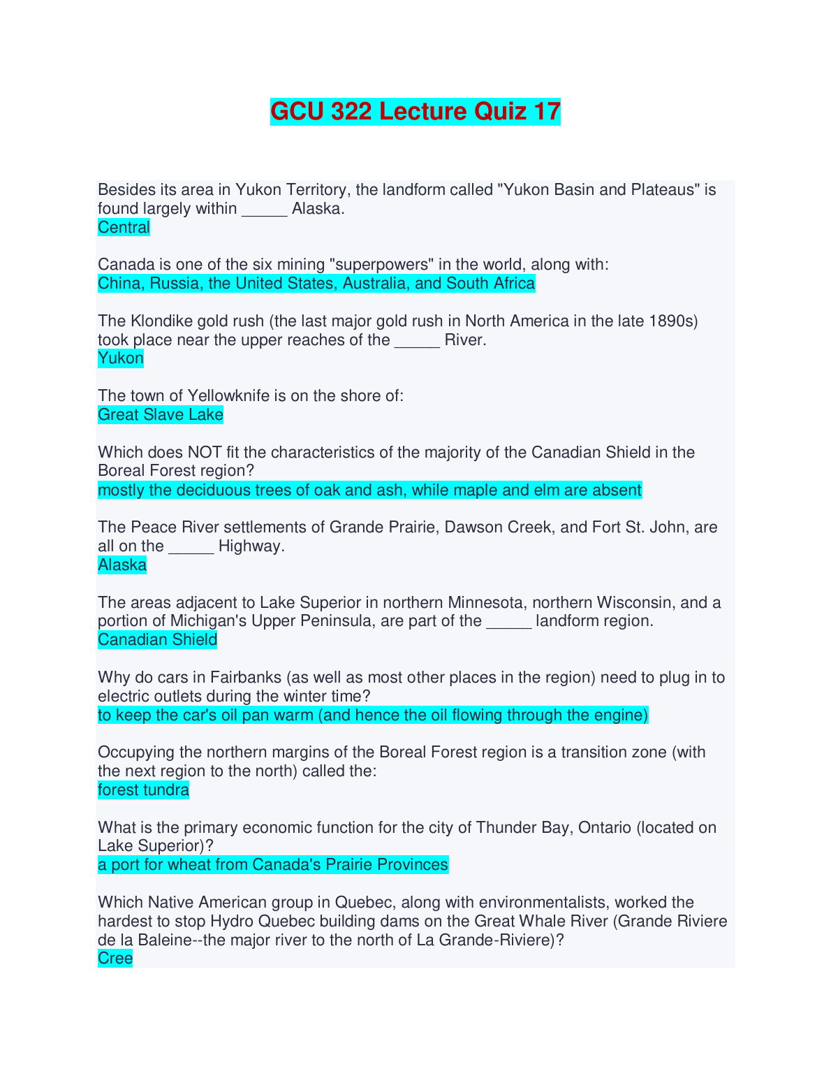 GCU 322 Quiz 17 Study Guide 2026/2027 | Pass First Attempt IMG-1