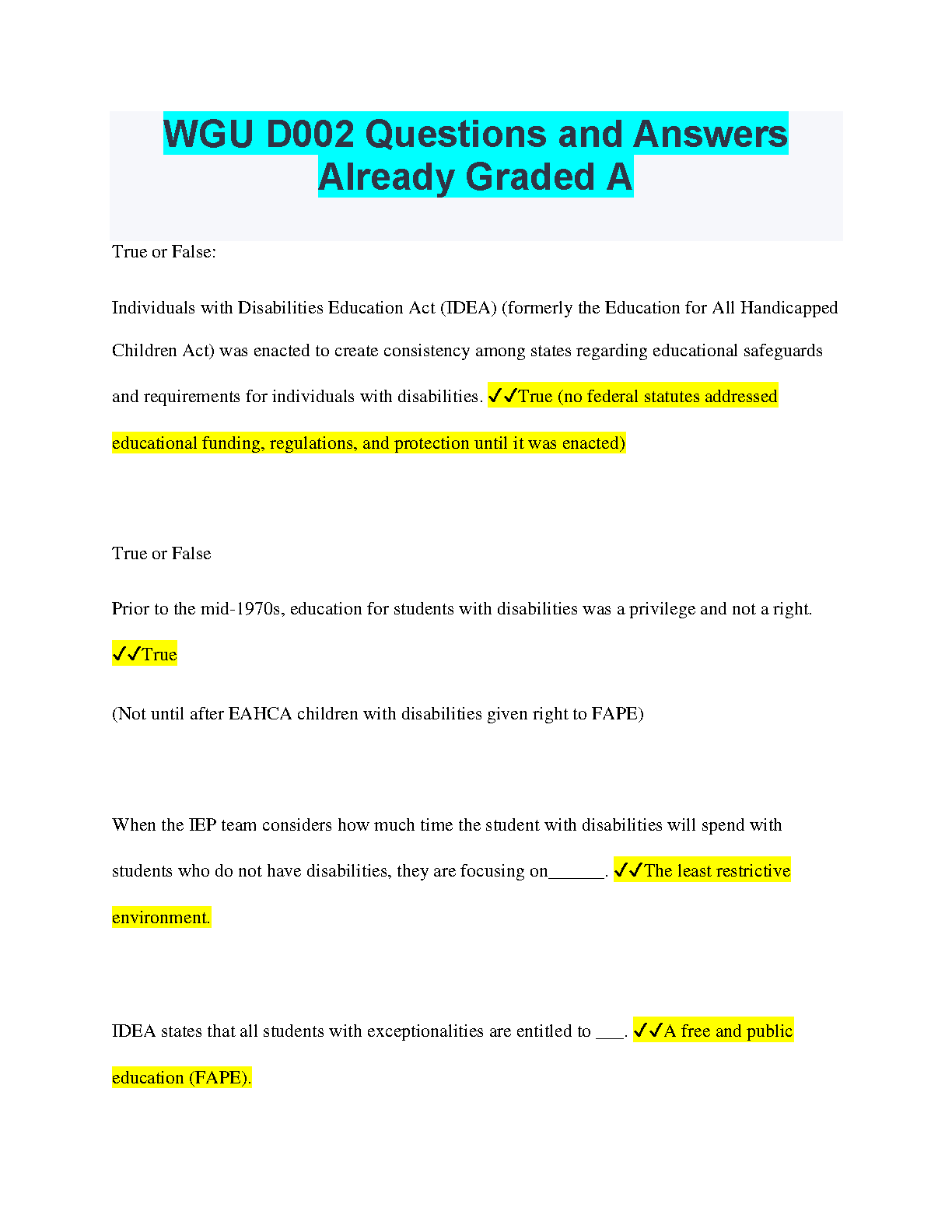 WGU D002 Q&A Graded A | 2024/2025 Exam Prep Guide