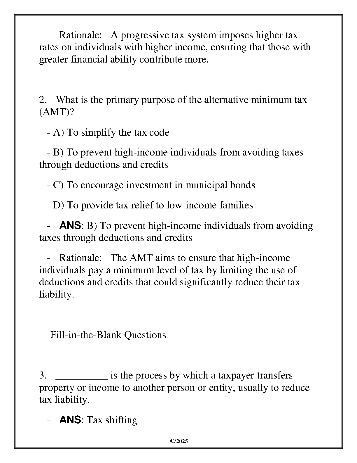 WGU C239 ACCT 6100 Advanced Tax Concepts Practice Exam 2025