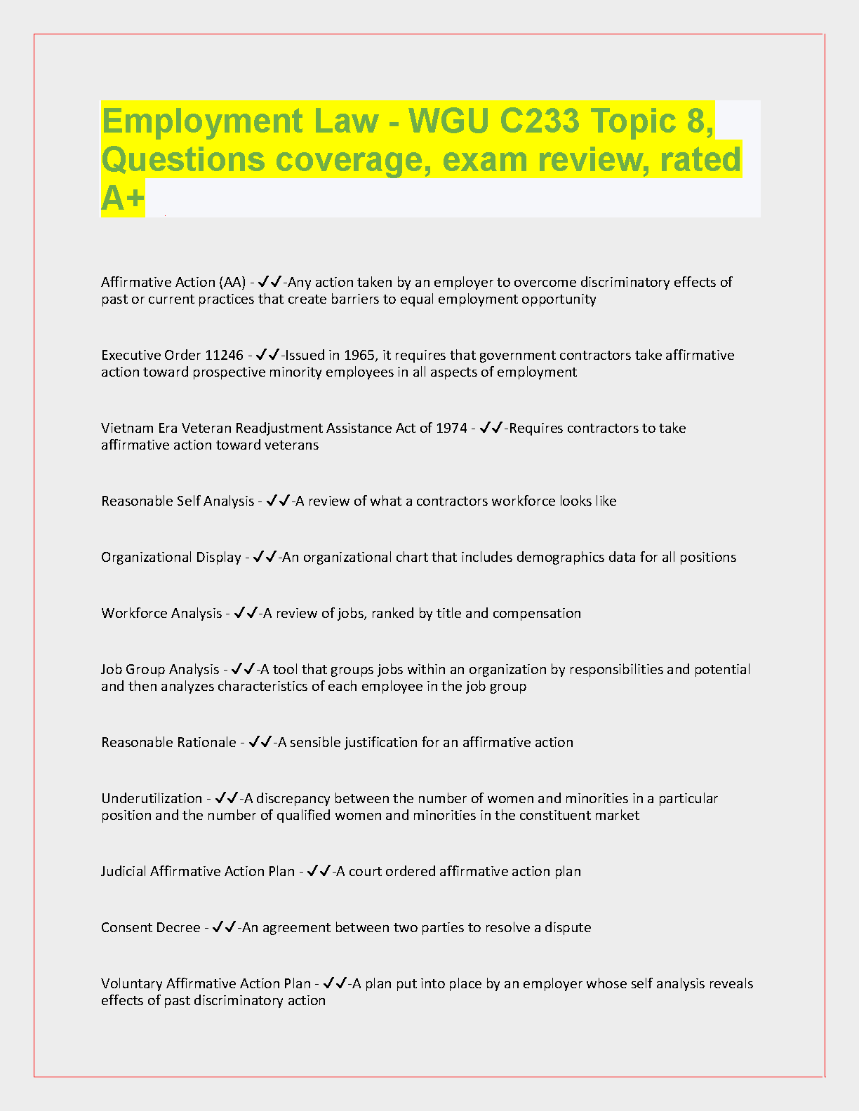 WGU C233 Topic 8 Employment Law Exam Prep IMG-1