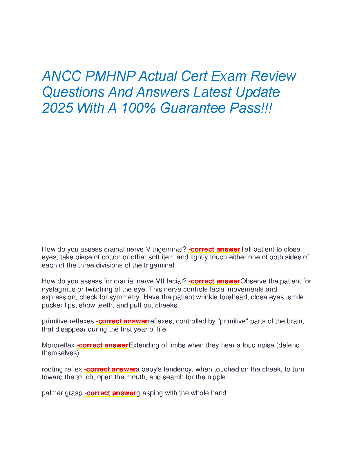 ANCC PMHNP 2026/27 Exam Prep Question Bank