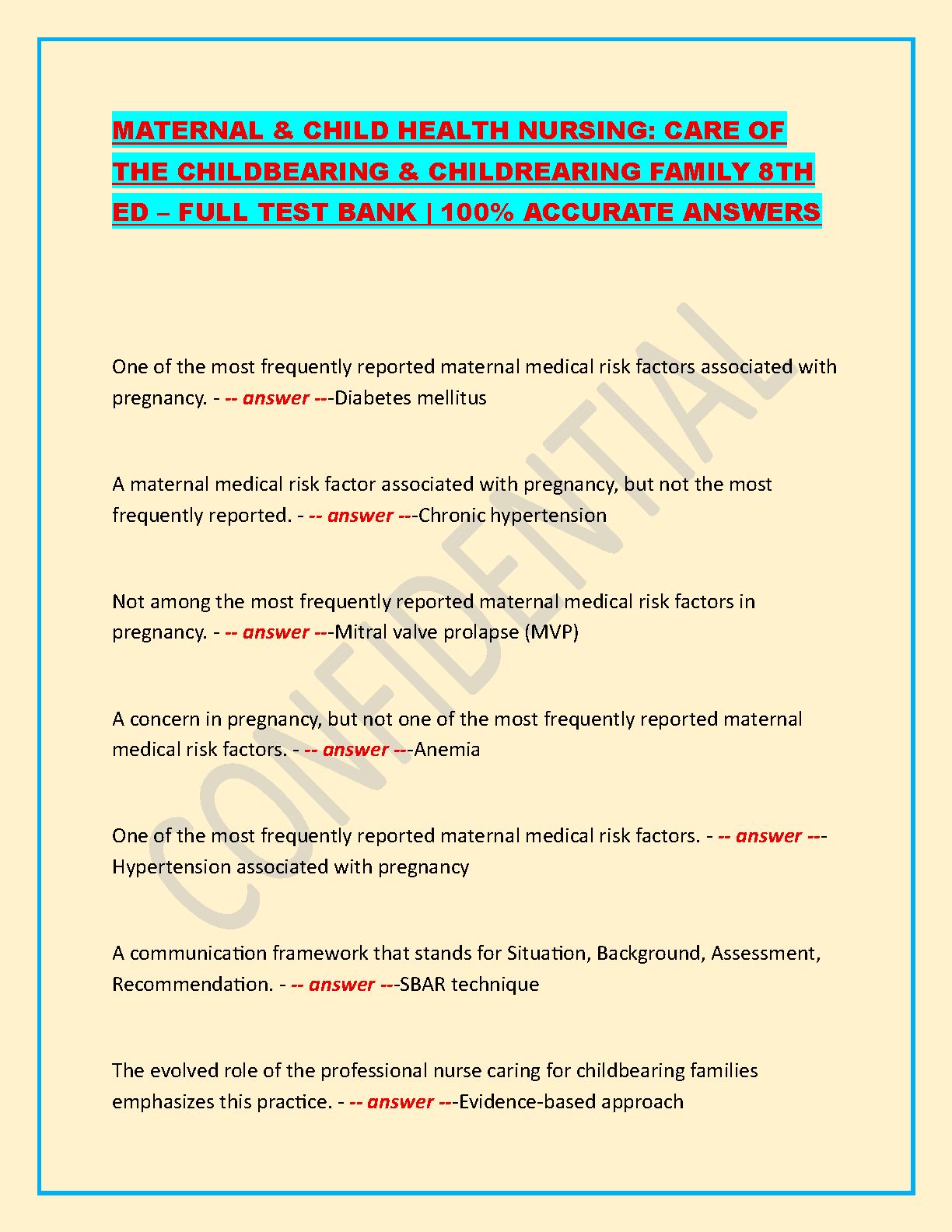 Maternal & Child Nursing Test Bank 2026/27