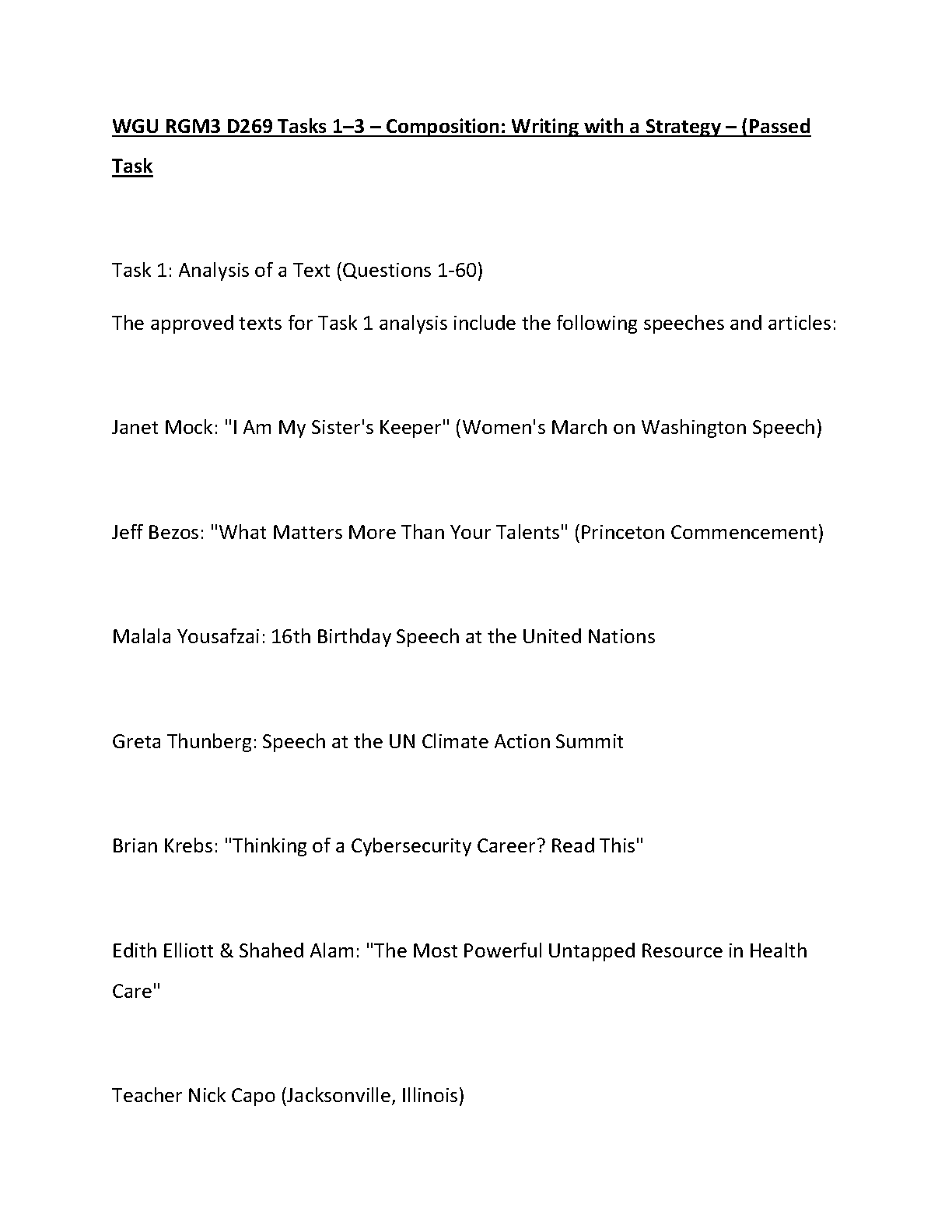WGU RGM3 D269 Composition Writing Tasks 1-3 Strategy Guide