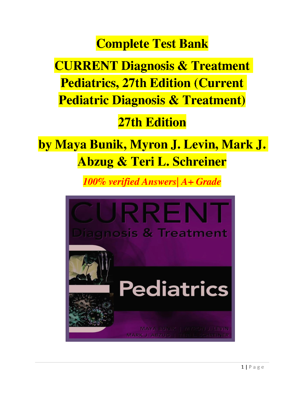 Pediatrics Test Bank 27th Ed 2026/2027