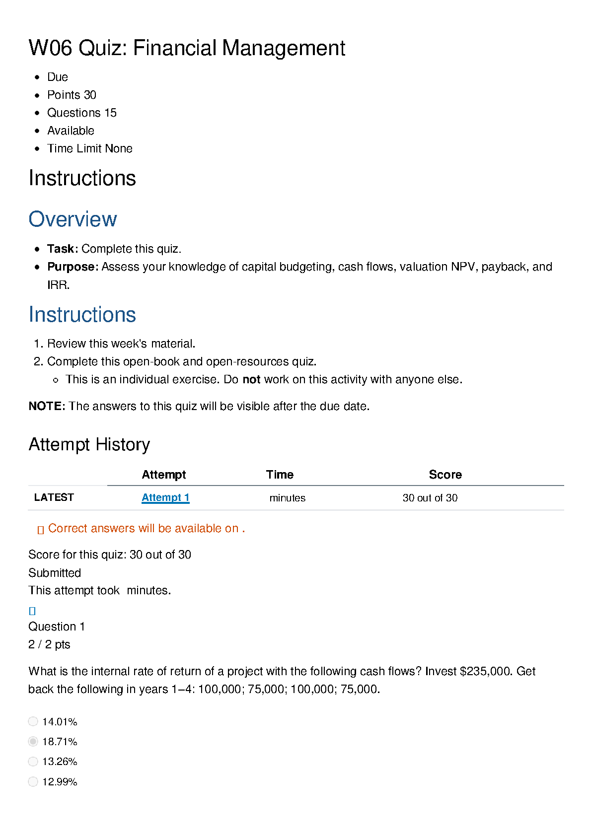 WGU C214 Financial Management W06 Quiz Answers 2025 IMG-1